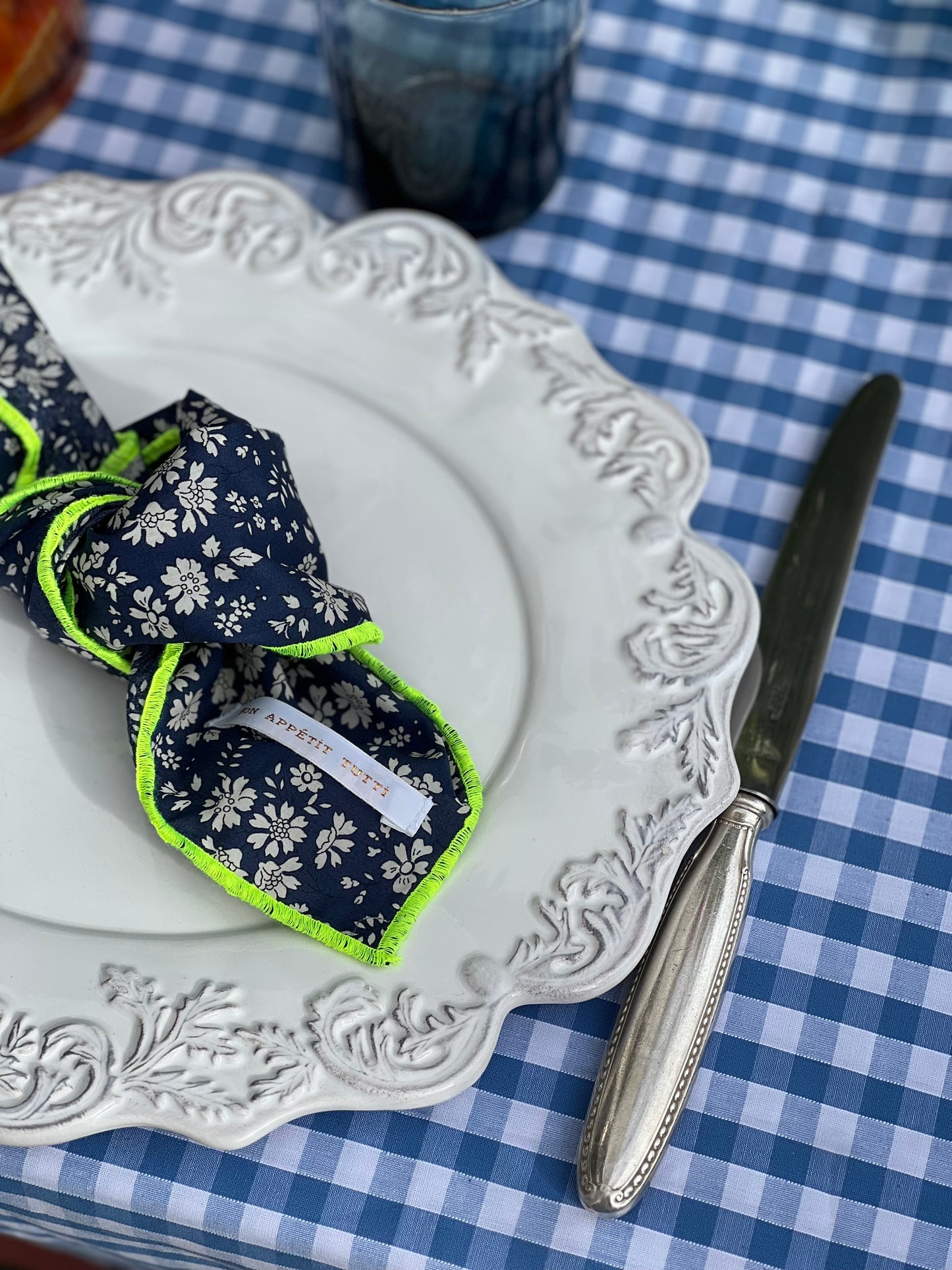 Nappe vichy bleu jean