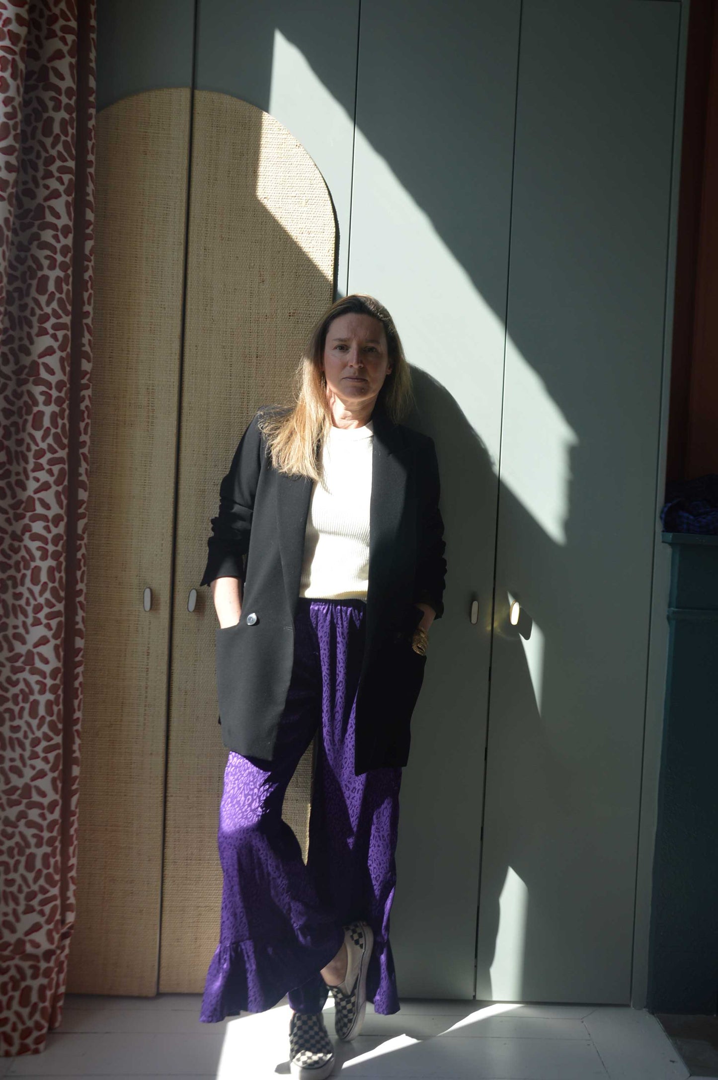 Pantalon satiné Léopard violet