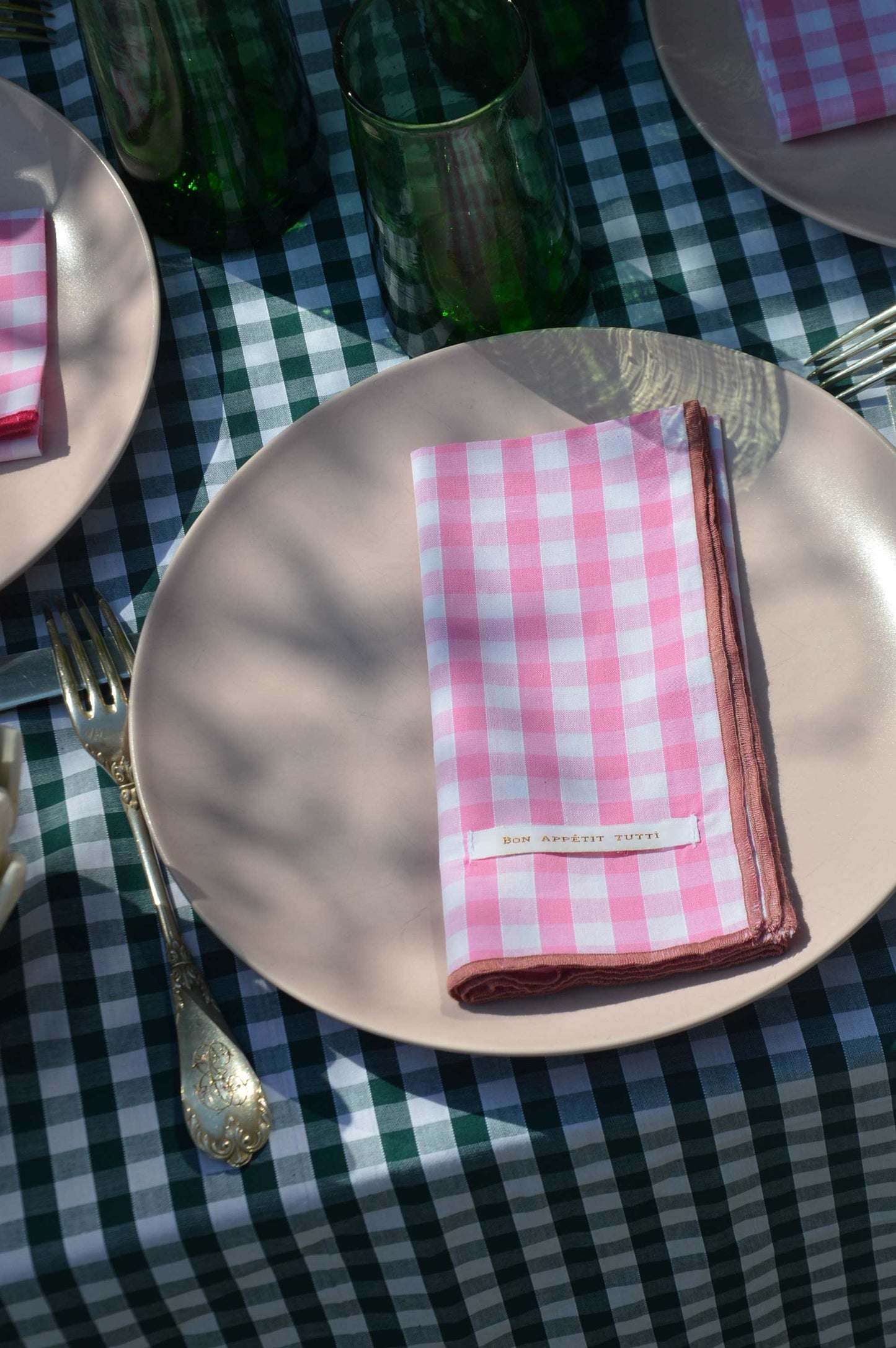 Serviettes de table vichy Rose