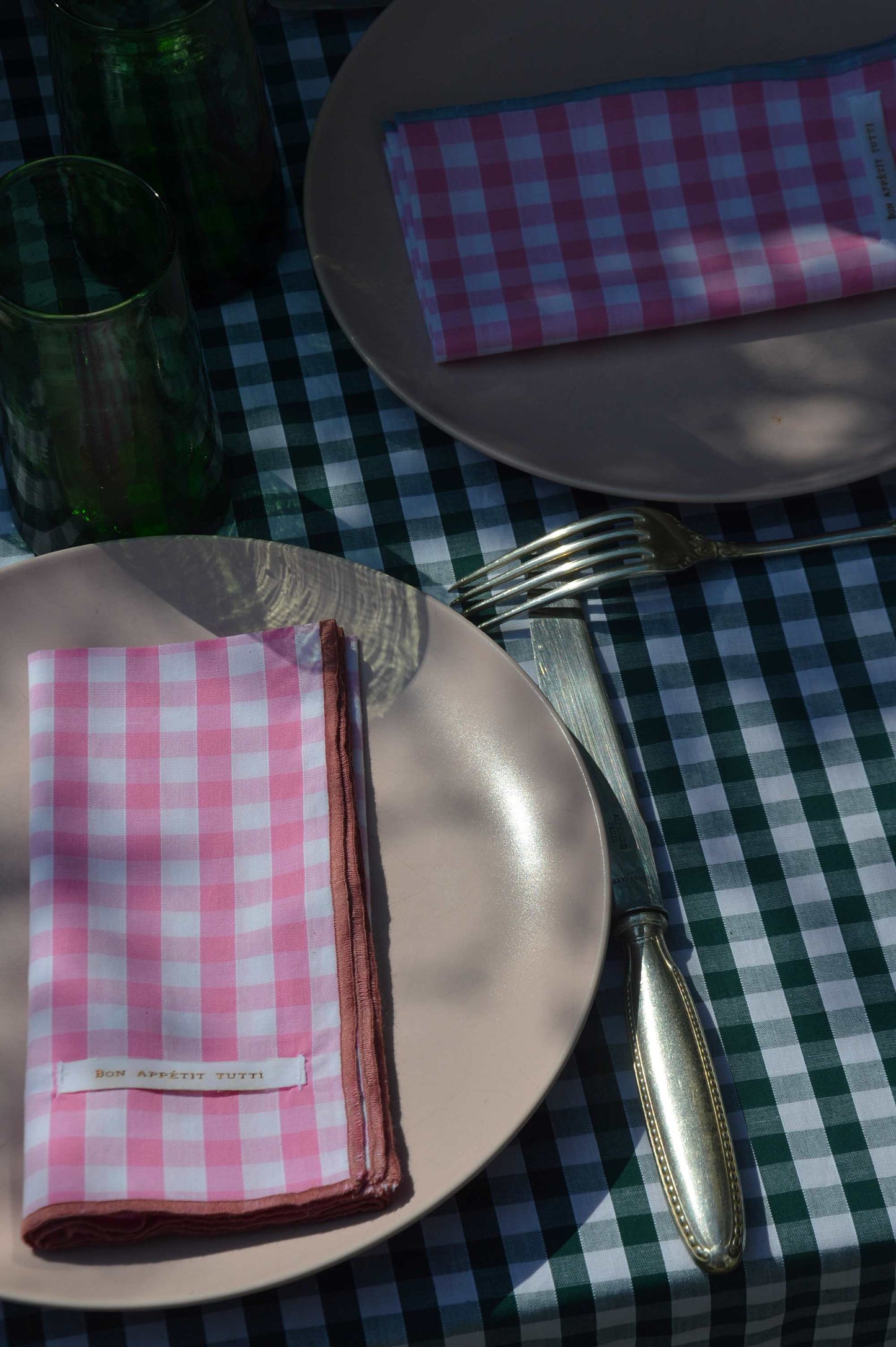 Serviettes de table vichy Rose