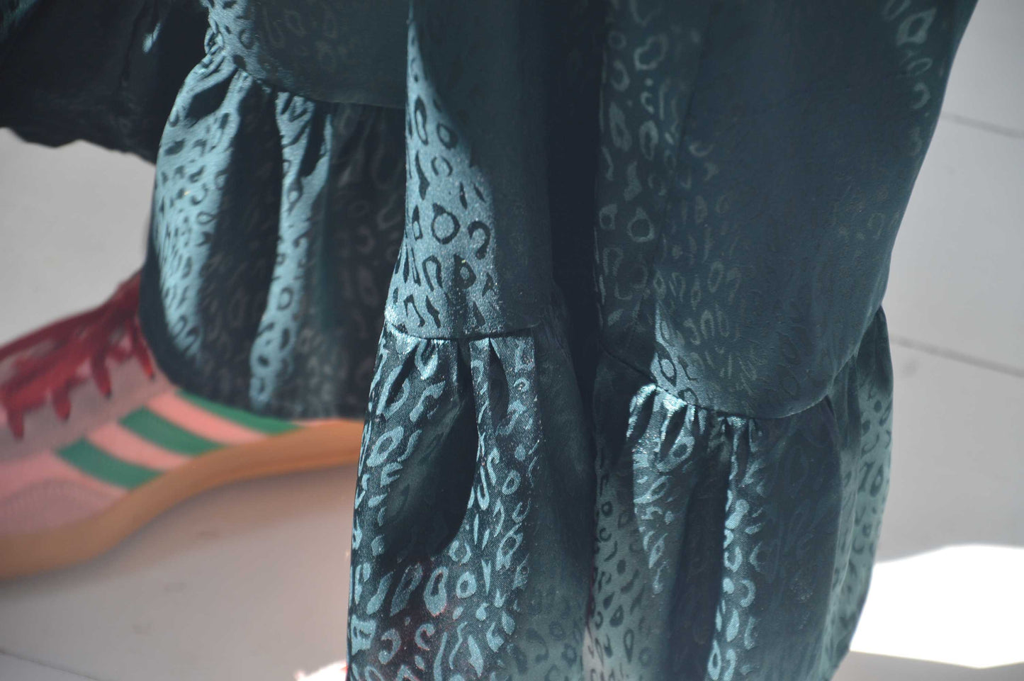 Pantalon satiné Léopard pétrole