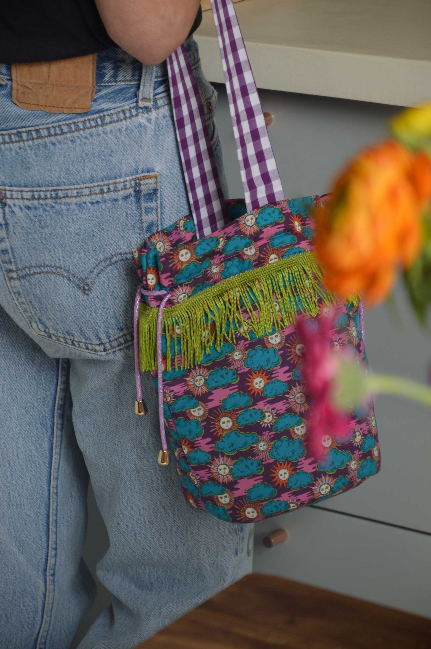 Sac "Follow the sun" violet à franges