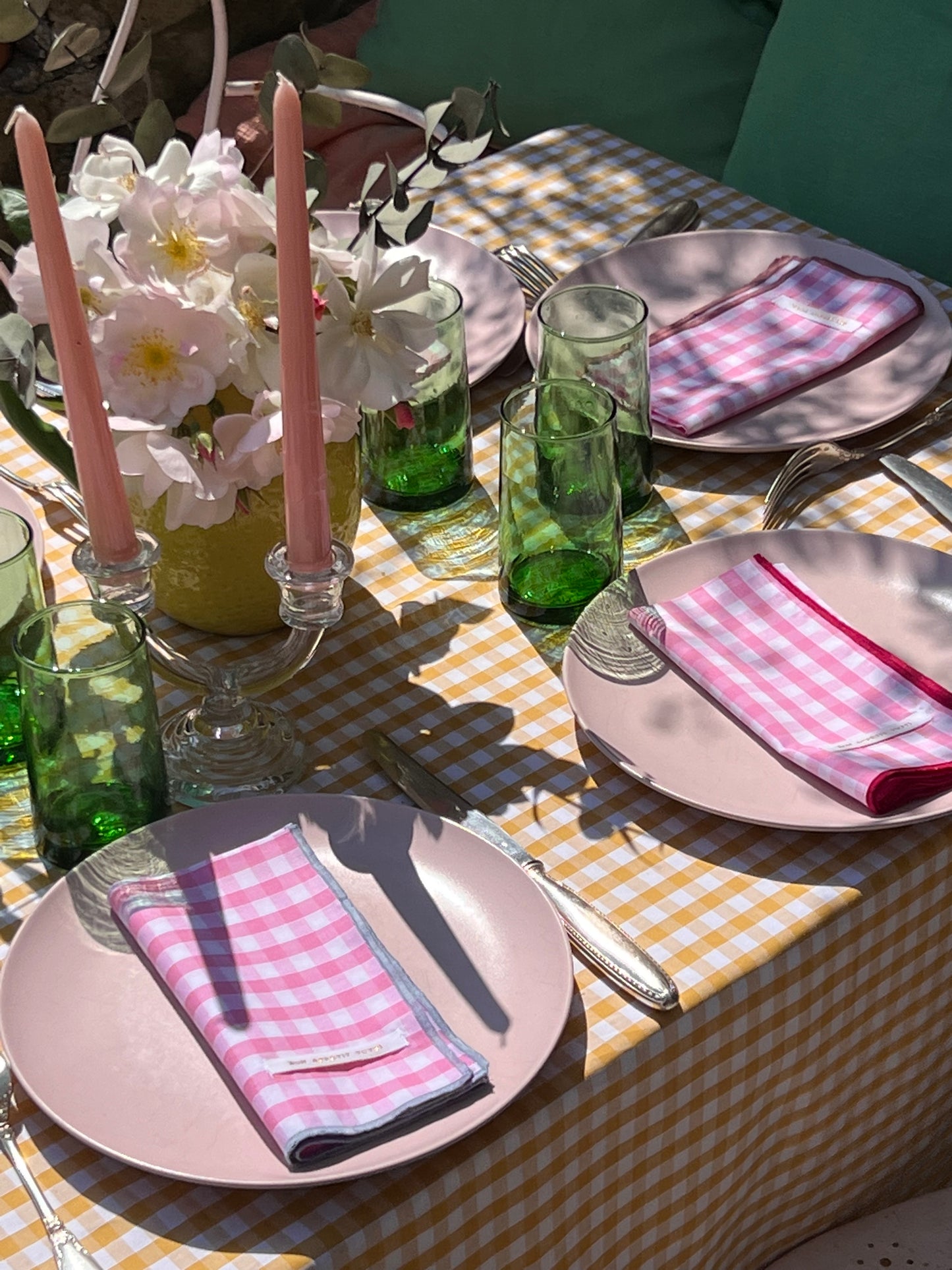 Serviettes de table vichy Rose