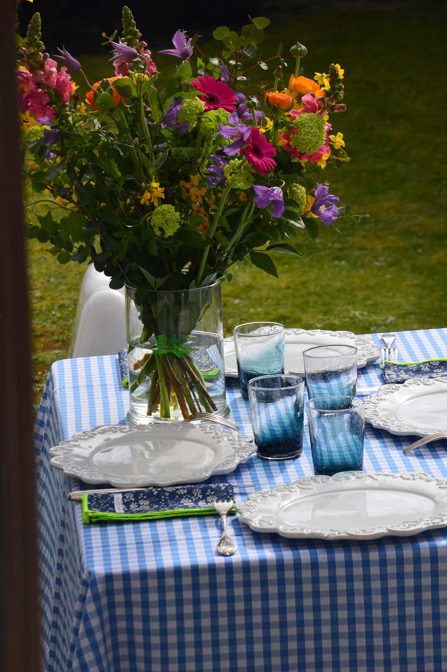 Nappe vichy bleu jean
