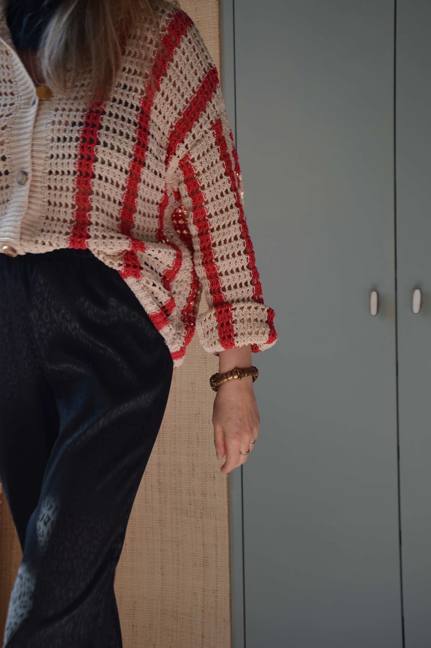 Pantalon satiné Léopard noir