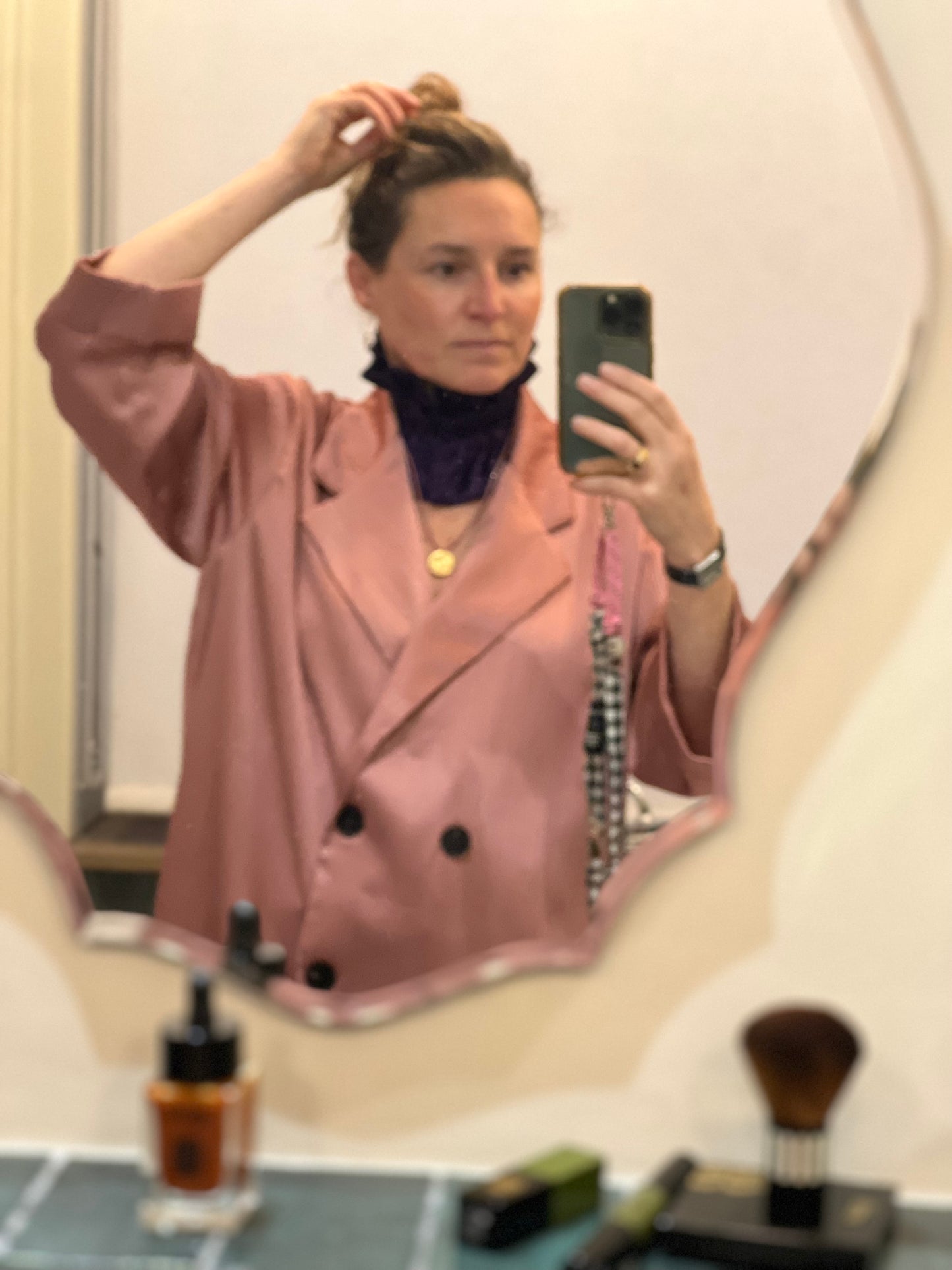Col Satin Léopard Violet
