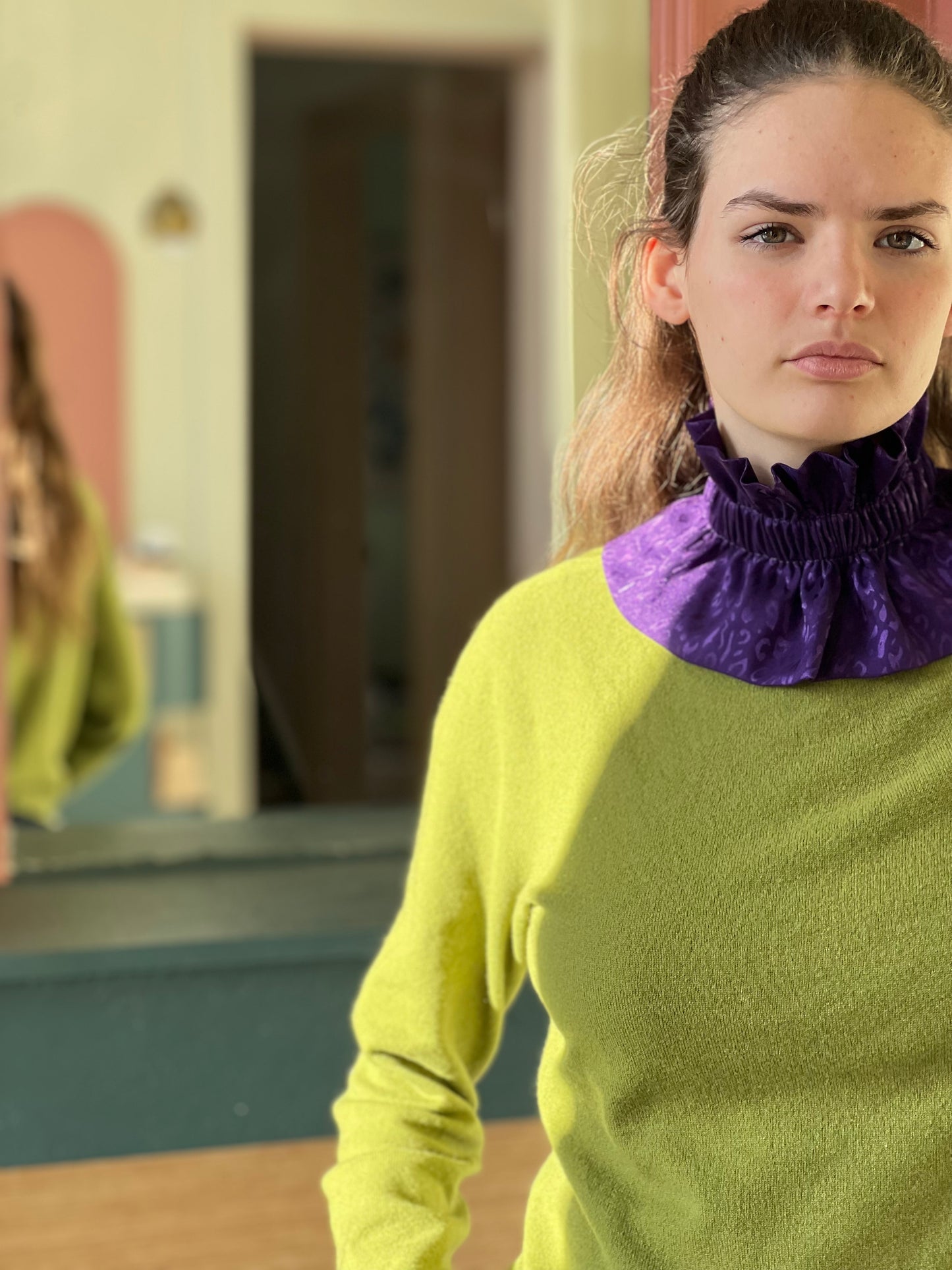Col Satin Léopard Violet
