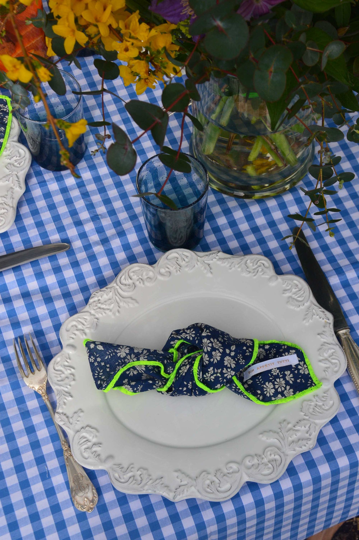 Nappe vichy bleu jean