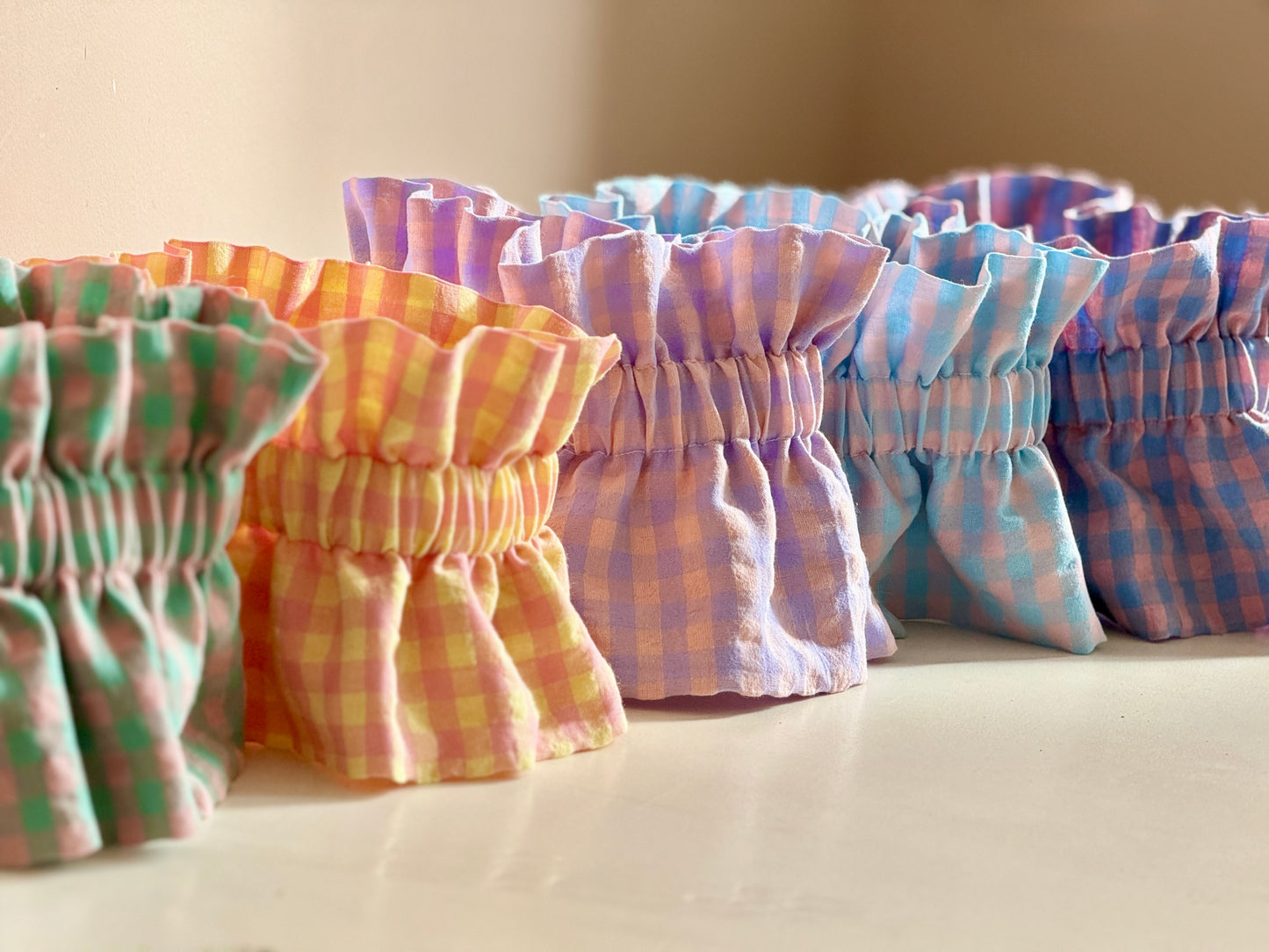 Col vichy Sorbet Rose et Jaune