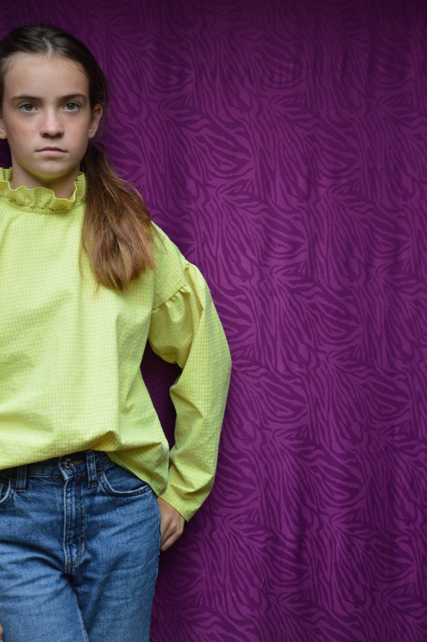 Blouse fille et femme mode seersucker fluo