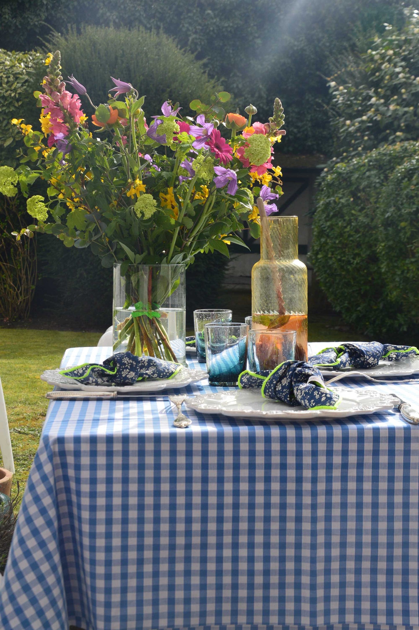 Nappe vichy bleu jean