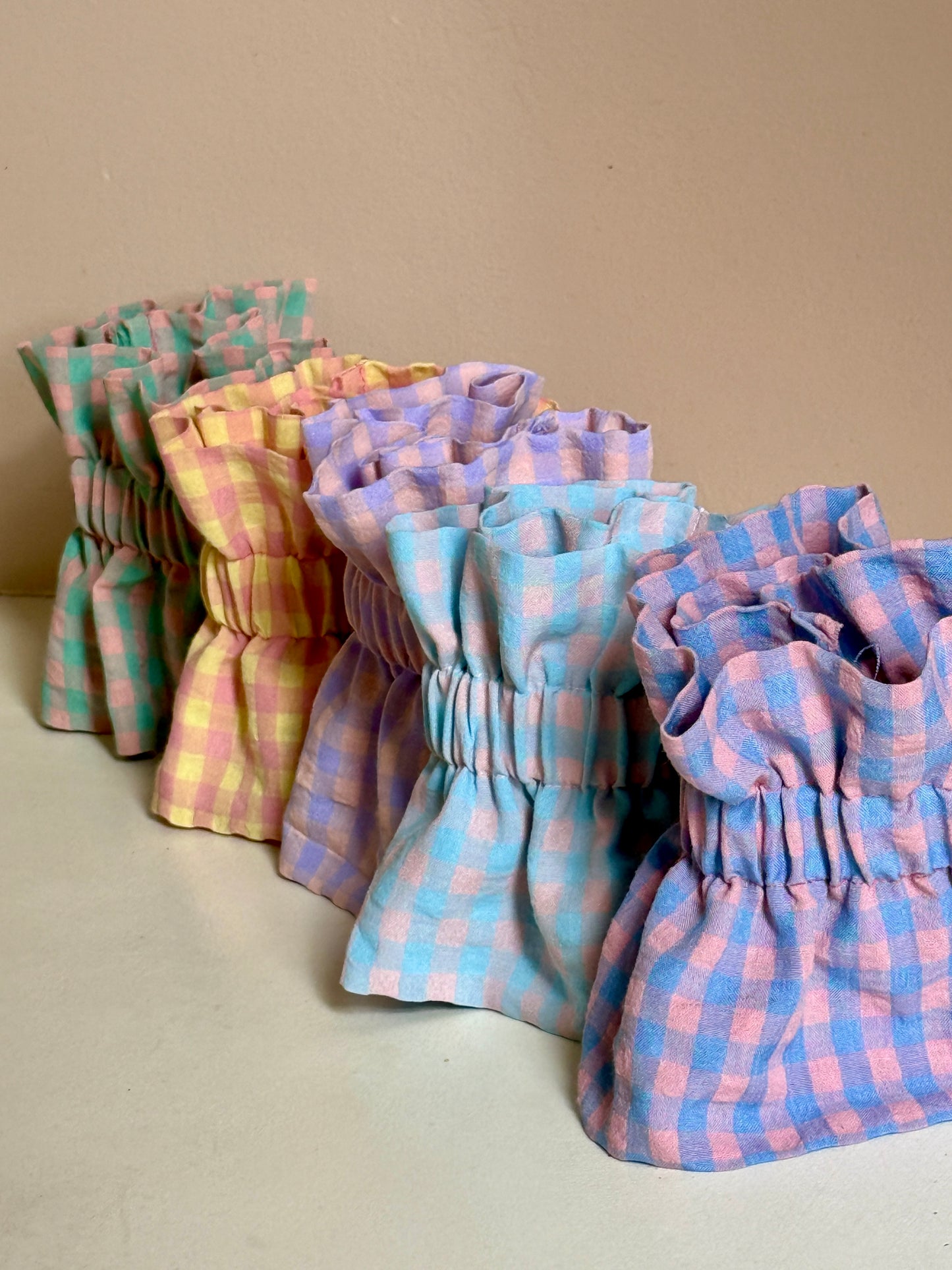 Col vichy Sorbet Violet parme et Rose pêche