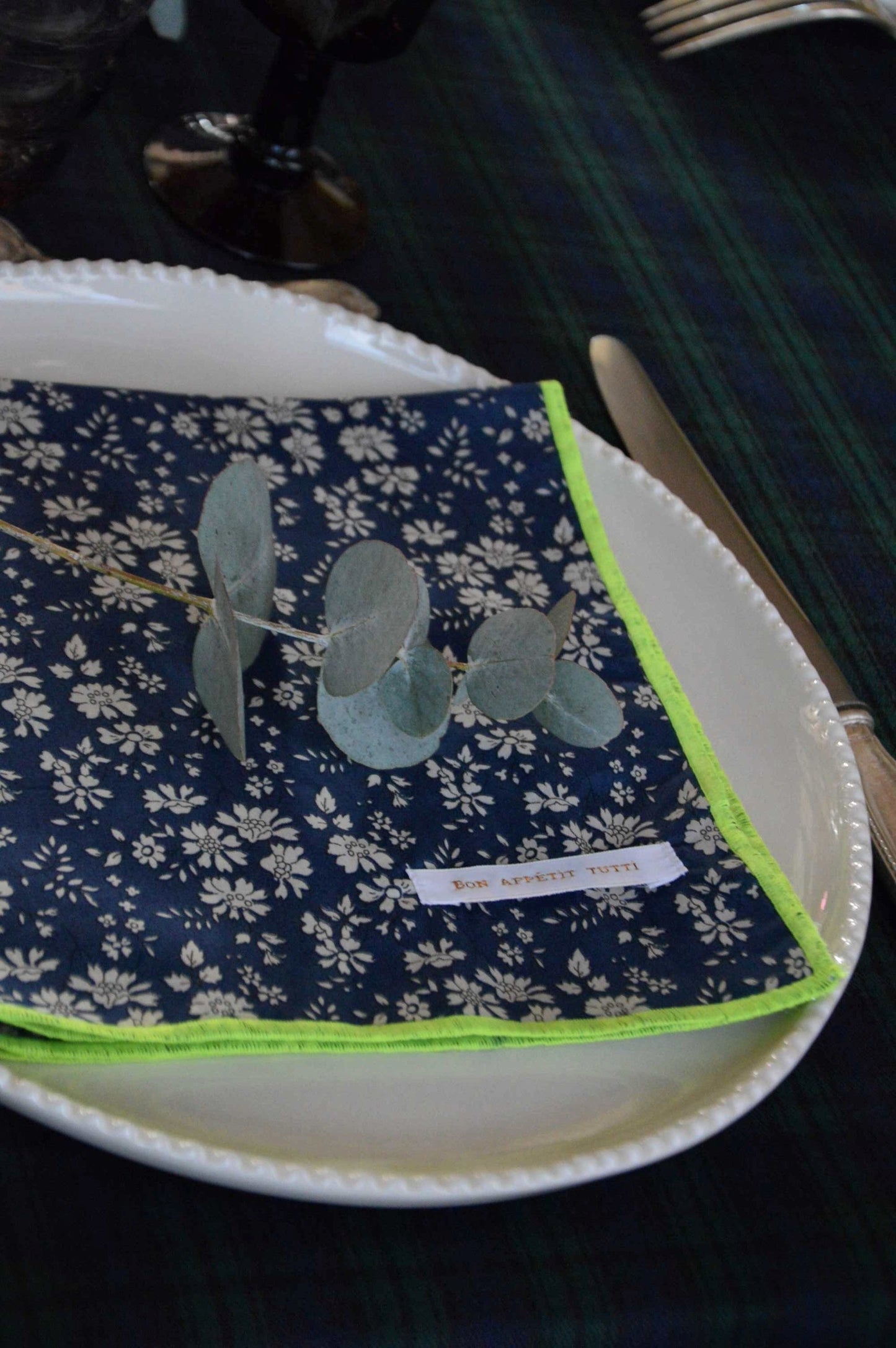Serviette Liberty Capel Marine & jaune fluo