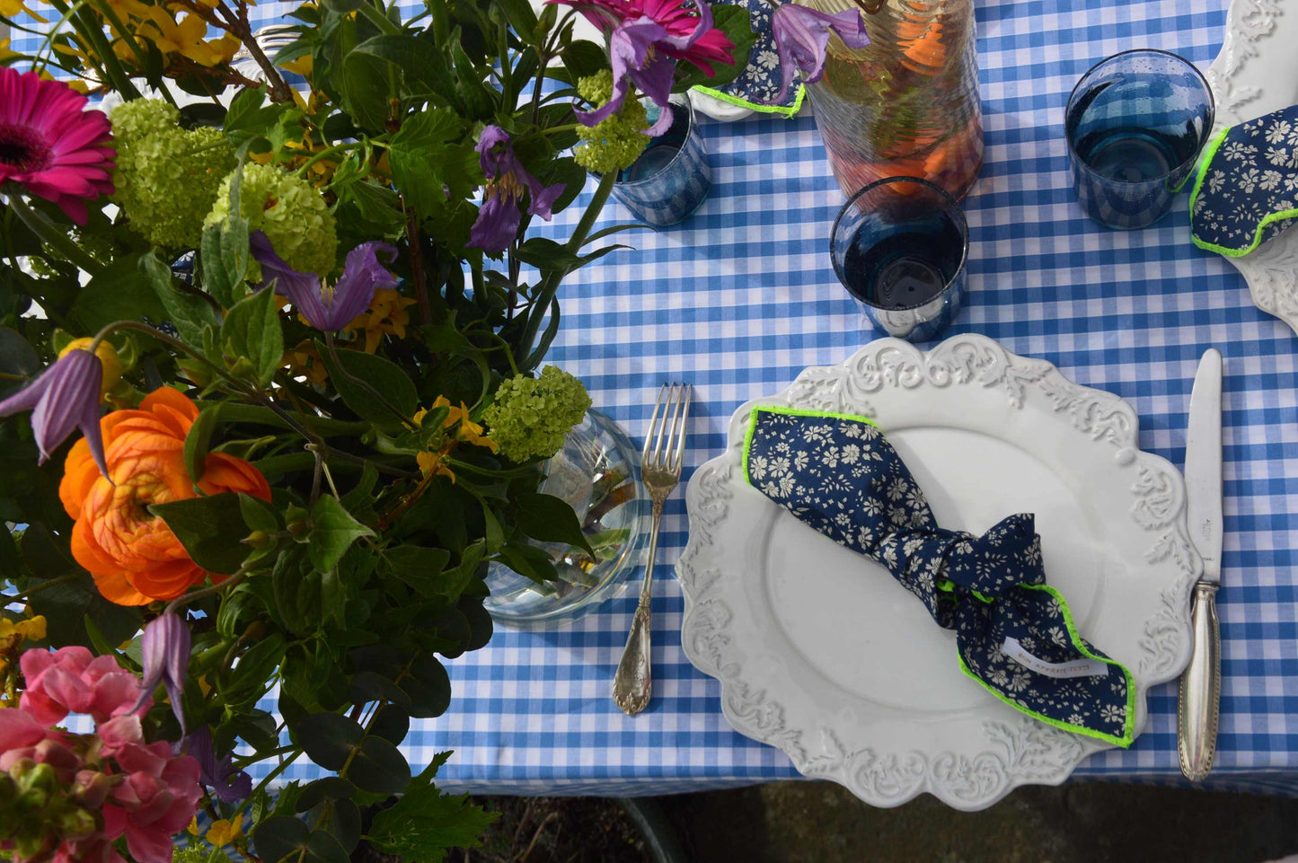 Nappe vichy bleu jean
