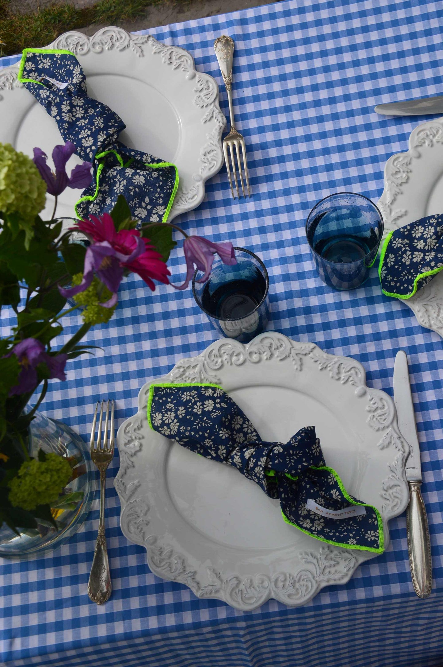 Nappe vichy bleu jean