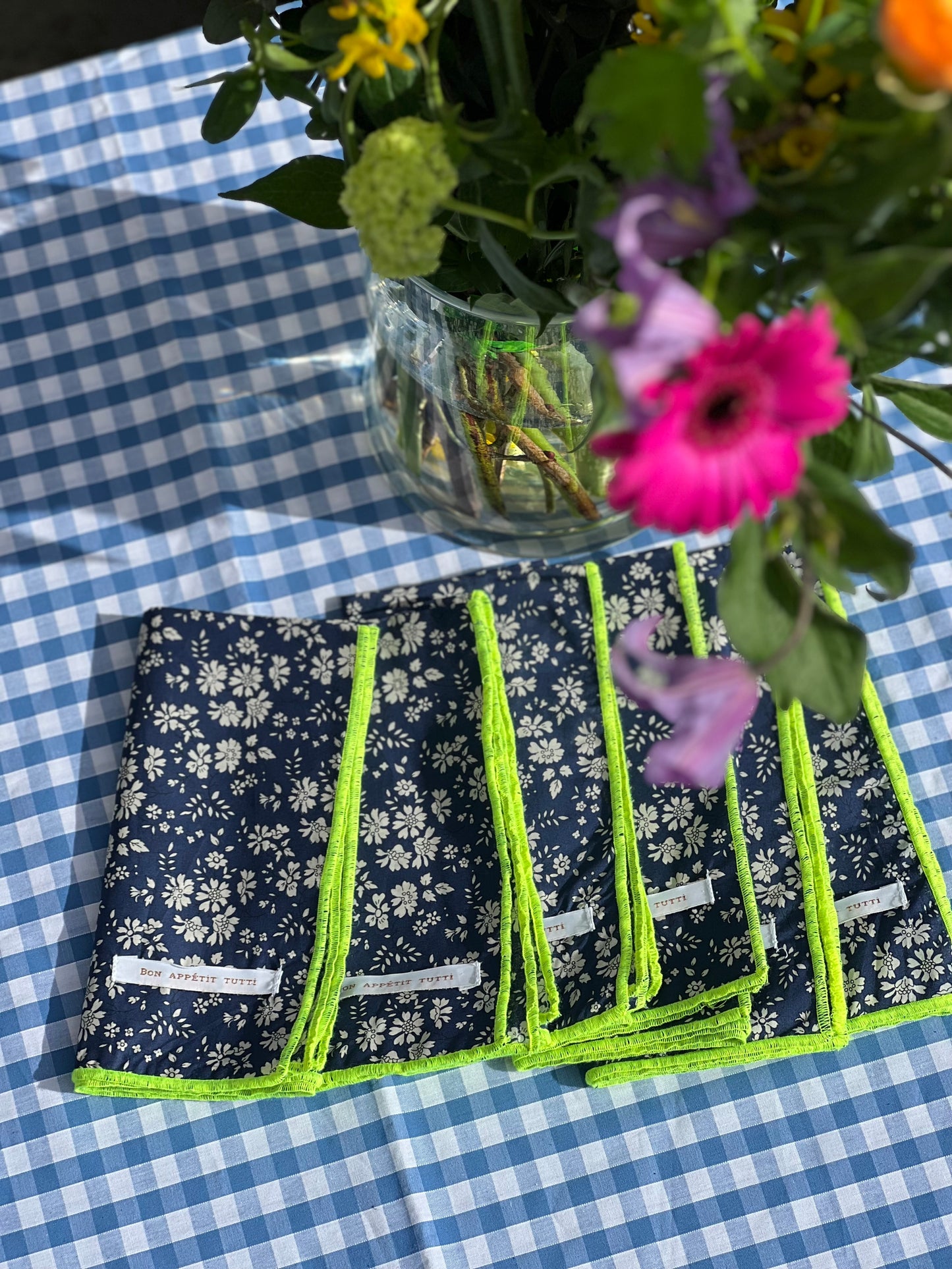Nappe vichy bleu jean
