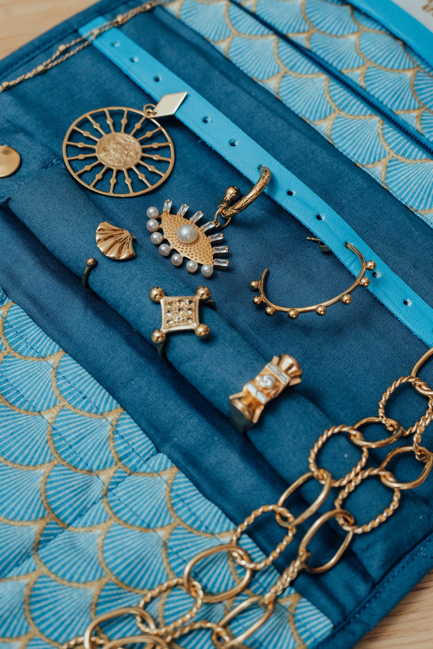 Pochette à bijoux Camille de Soos X Ma Prune Céleste Bleu