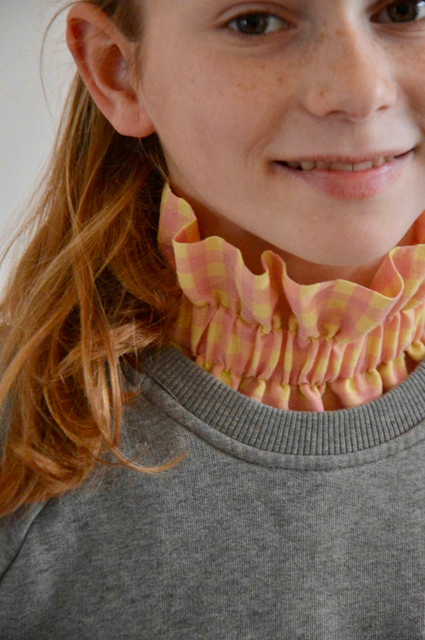 Col vichy Sorbet Rose  et Jaune