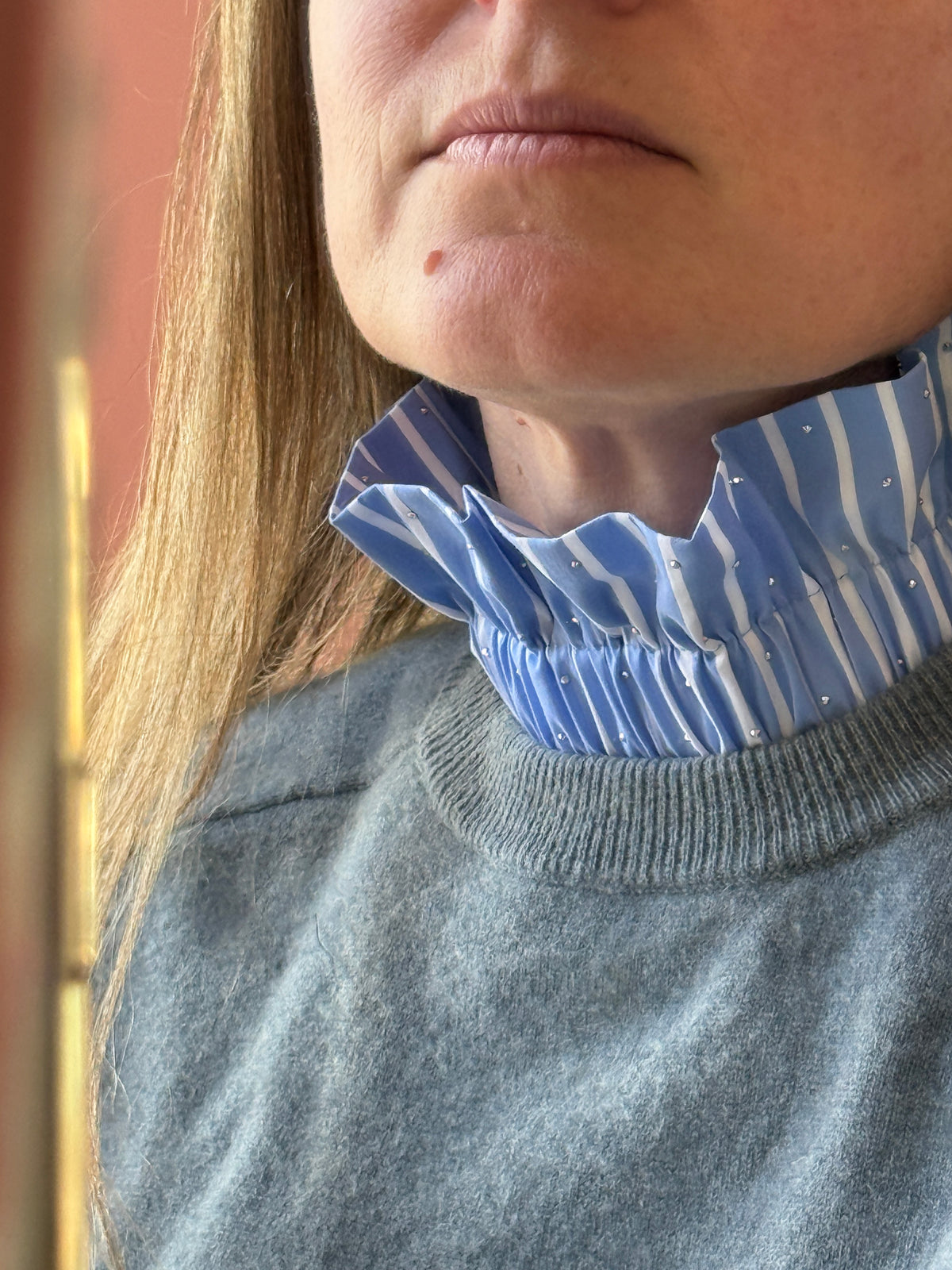 Le Col Amovible à Rayures et Strass Bleu et Blanc – Ma Prune Céleste
