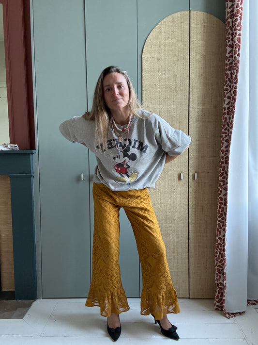 Pantalon Jeu de dentelle moutarde