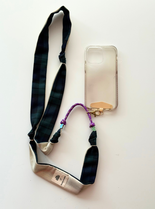 Attache portable Marie Starek & Ma Prune Céleste Tartan Vert et Marine