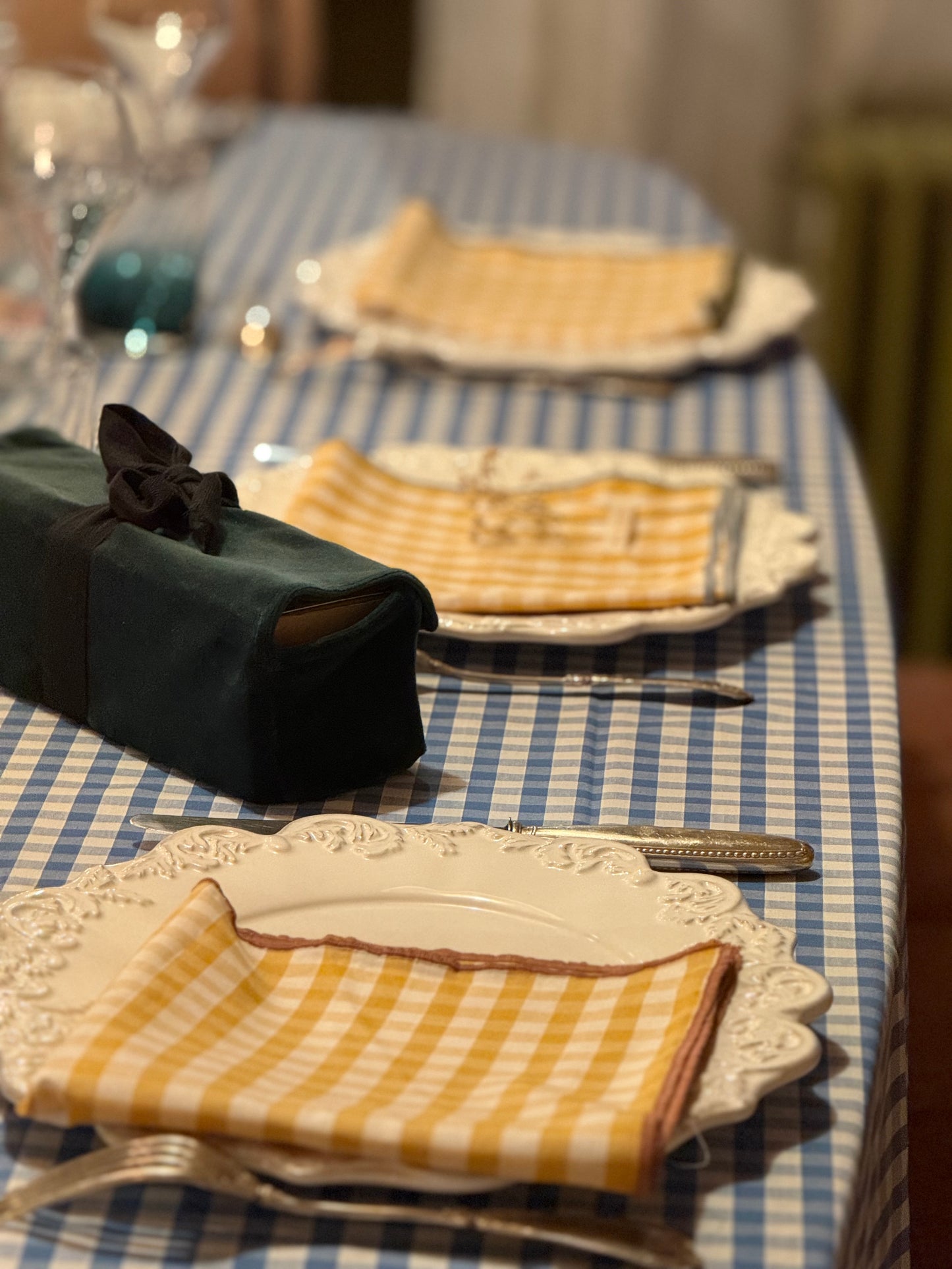 Serviettes de table vichy Moutarde
