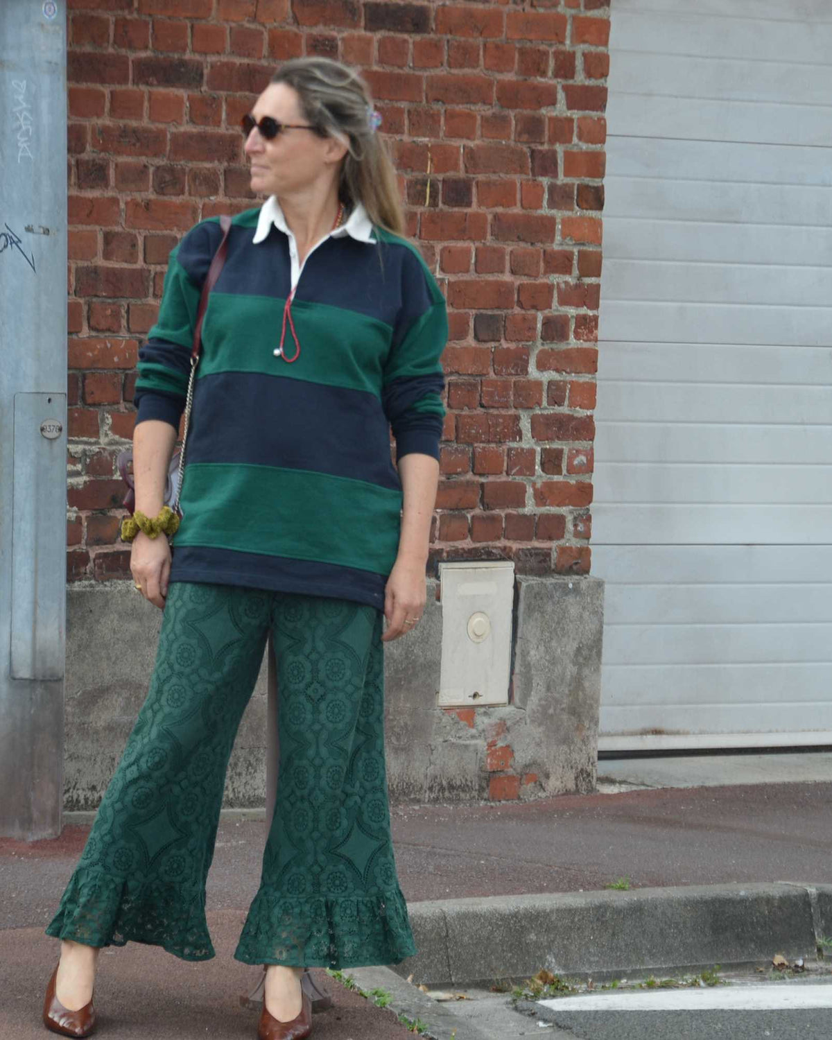 Pantalon Jeu de dentelle vert bouteille
