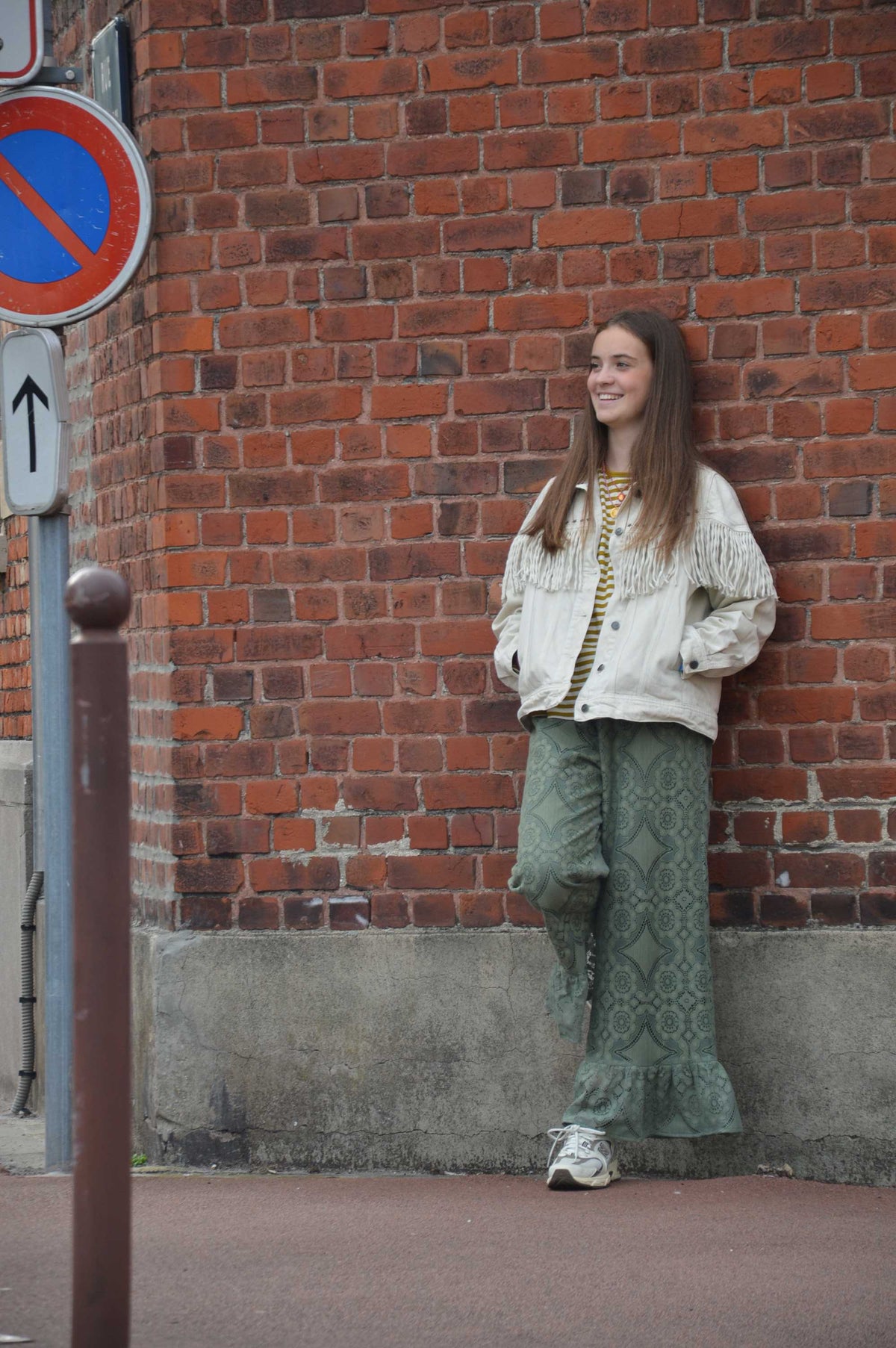 Pantalon Jeu de dentelle Vert eucalyptus