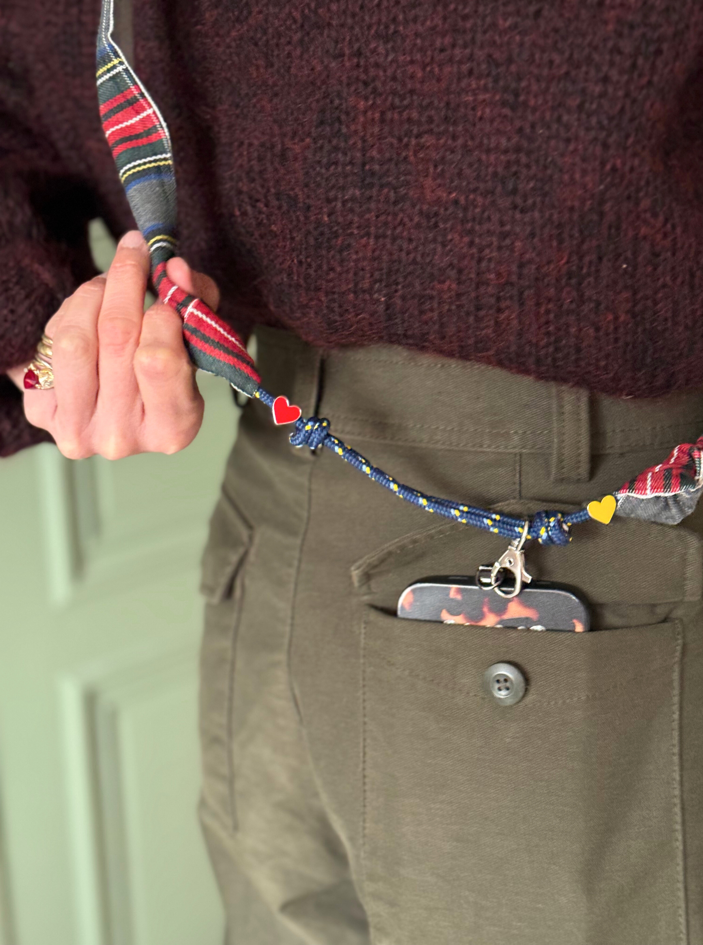 Attache portable Marie Starek & Ma Prune Céleste Tartan Rouge