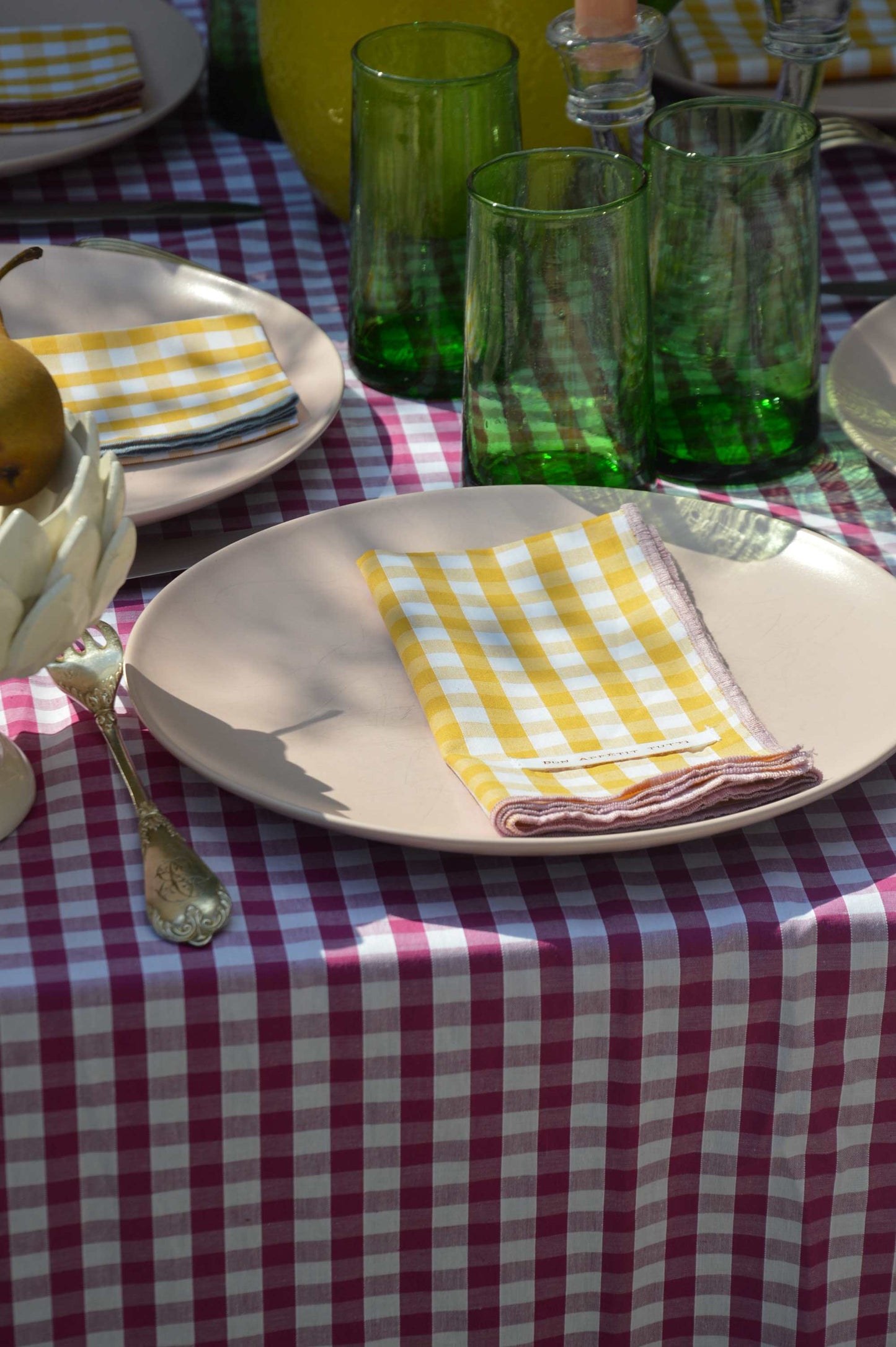 Serviettes de table vichy Moutarde