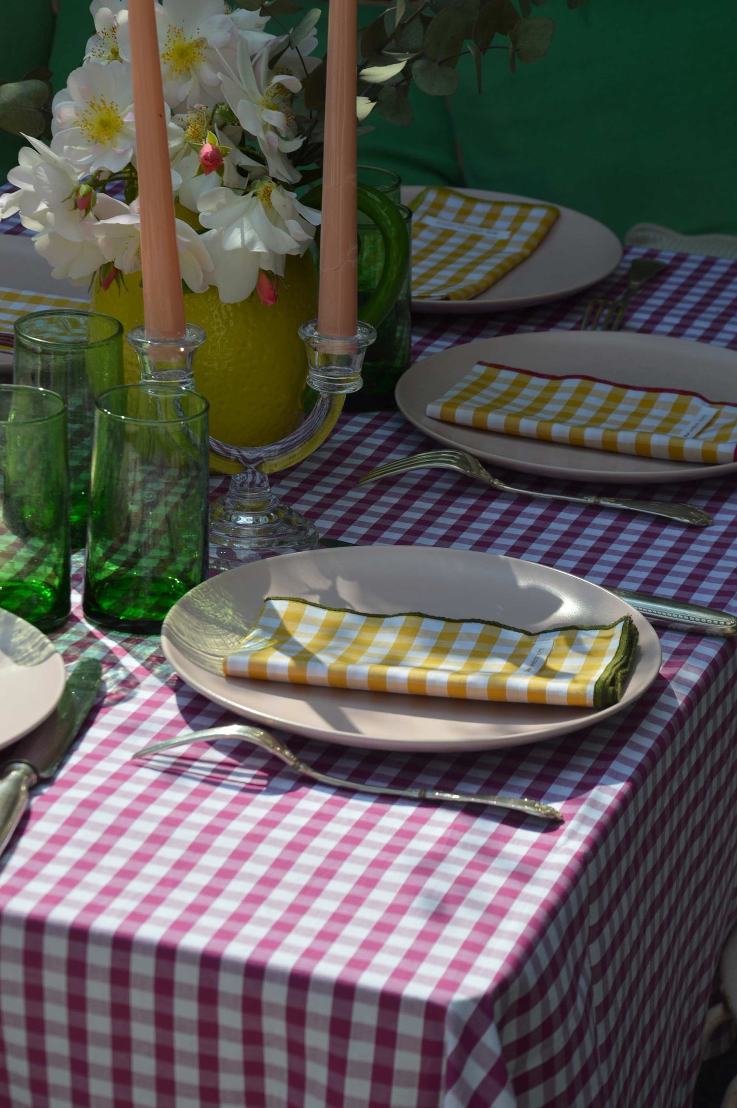 Serviettes de table vichy Moutarde