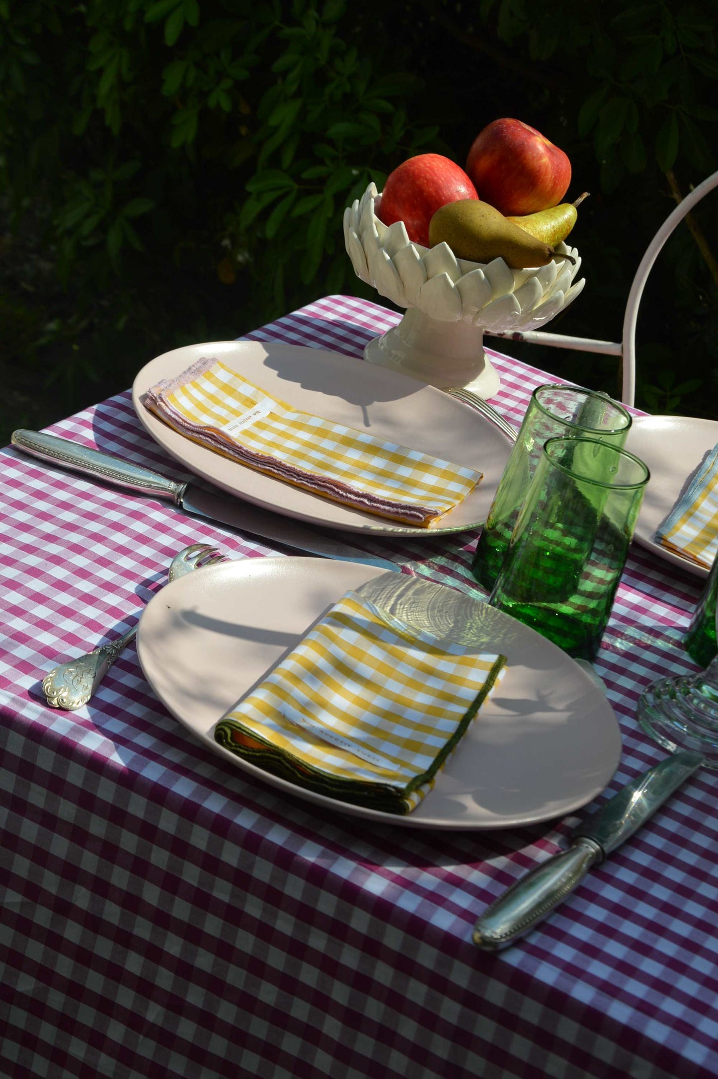 Serviettes de table vichy Moutarde