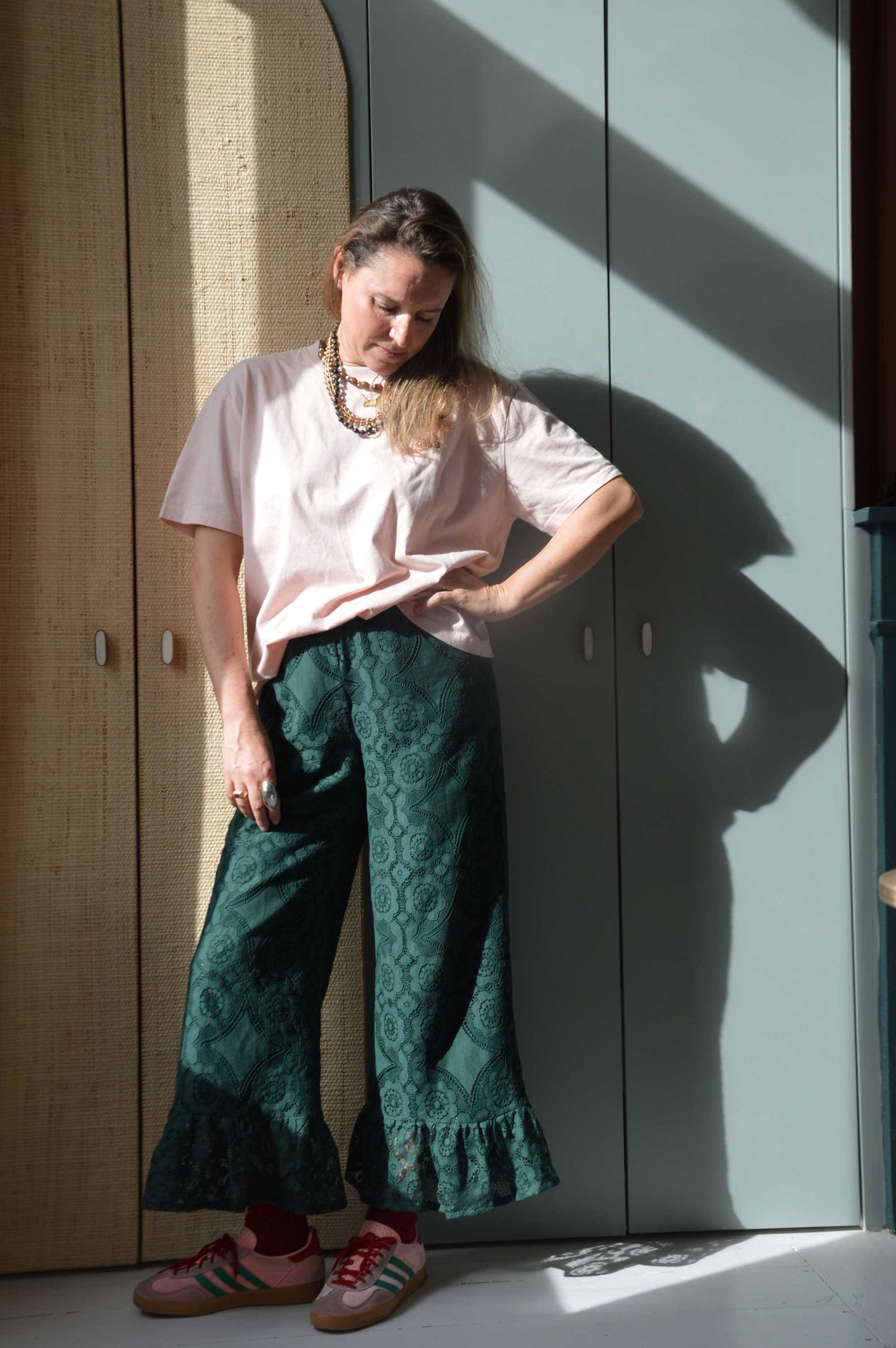 Pantalon Jeu de dentelle vert bouteille