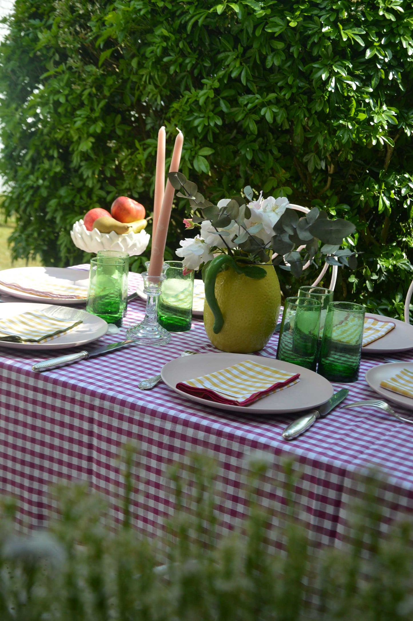 Serviettes de table vichy Moutarde