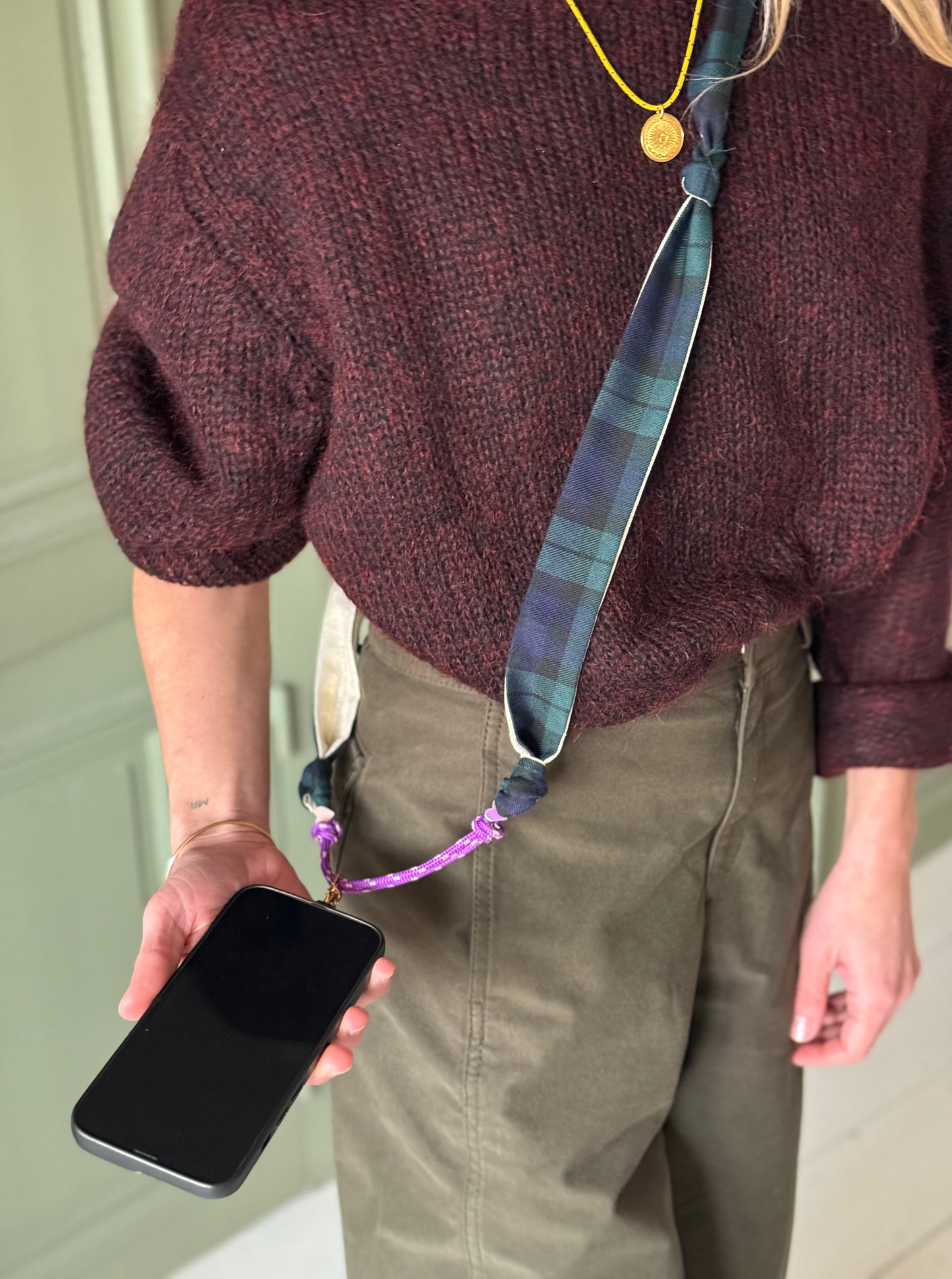 Attache portable Marie Starek & Ma Prune Céleste Tartan Vert et Marine