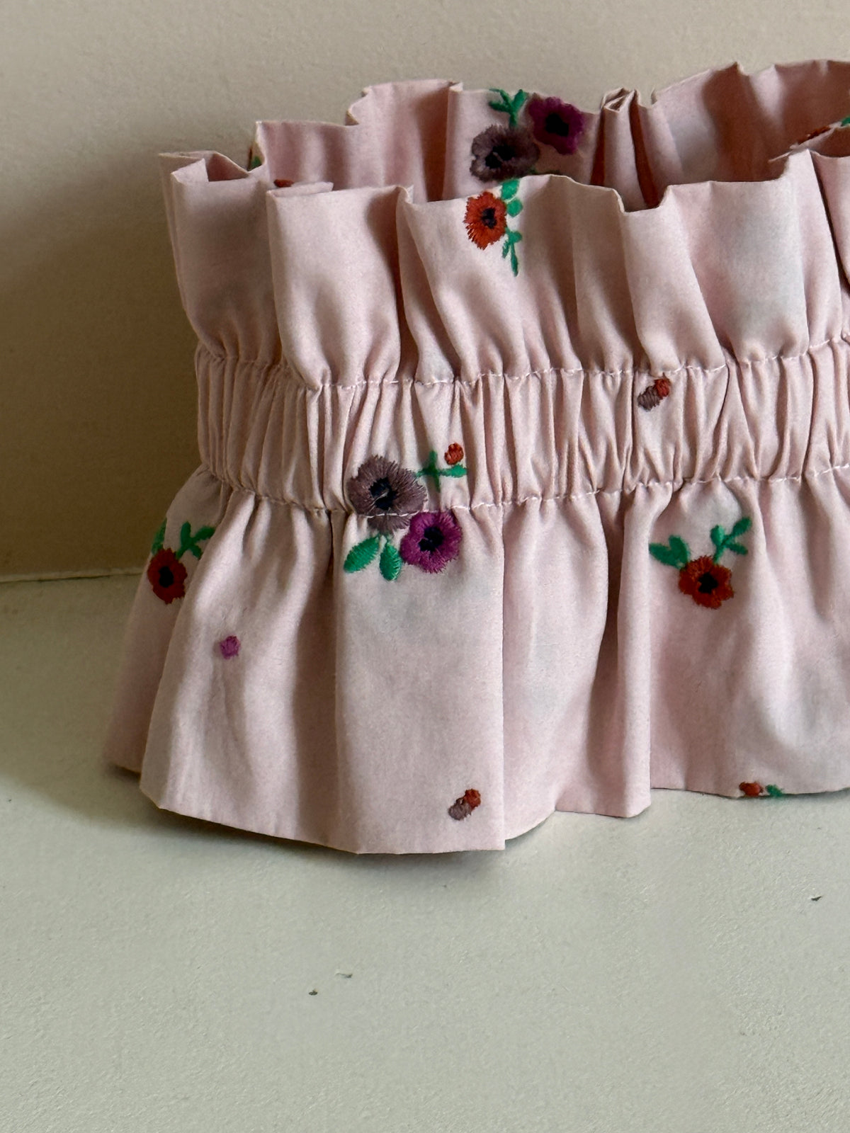 Col Amovible Rose Poudré à fleurs Brodée  – Ma Prune Céleste