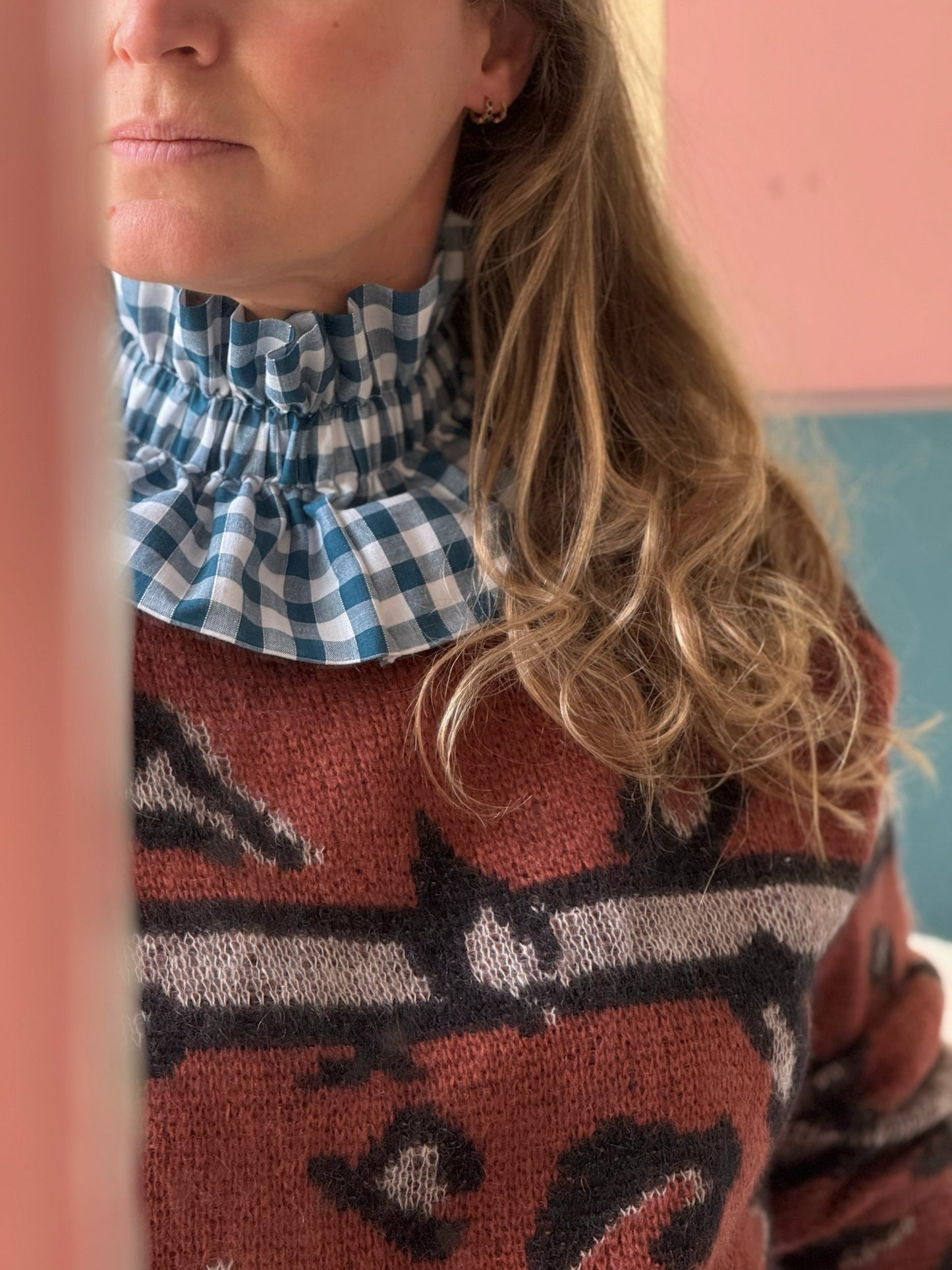 Col vichy Bleu canard