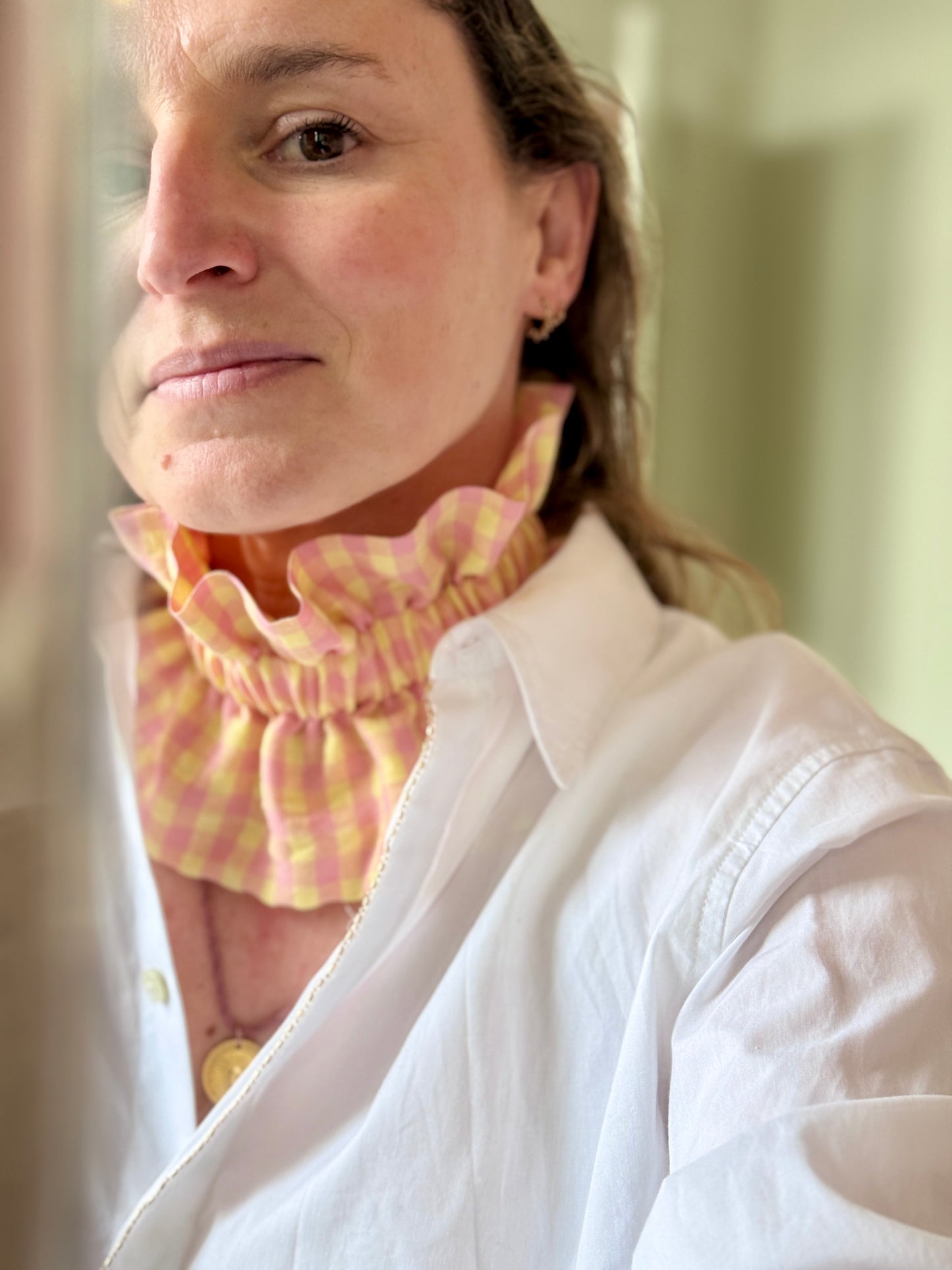 Col vichy Sorbet Rose  et Jaune