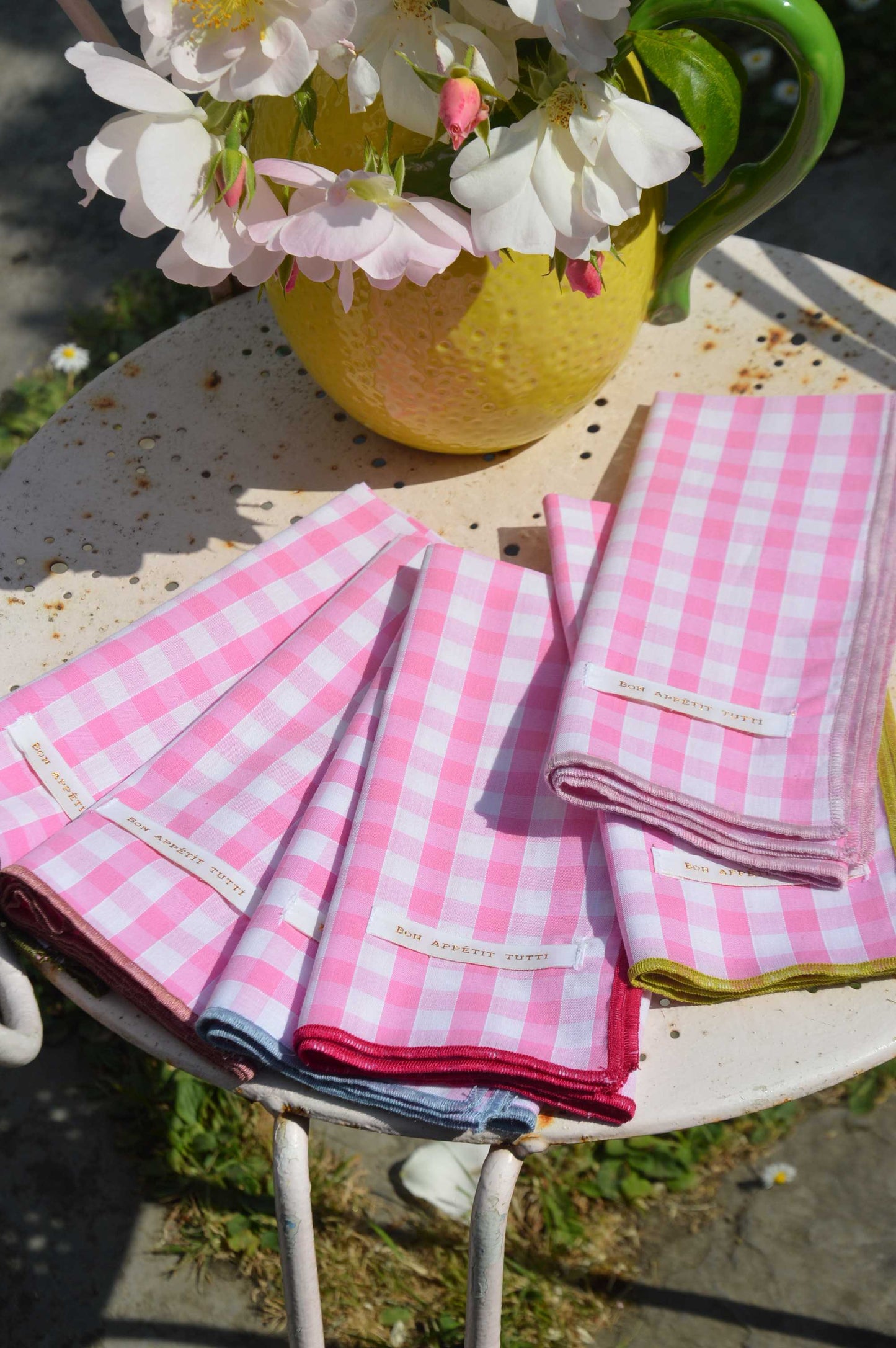 Serviettes de table vichy Rose