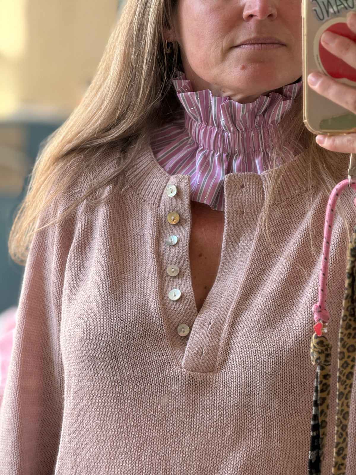 Le Col Amovible à Rayures et Strass Rose et Blanc – Ma Prune Céleste