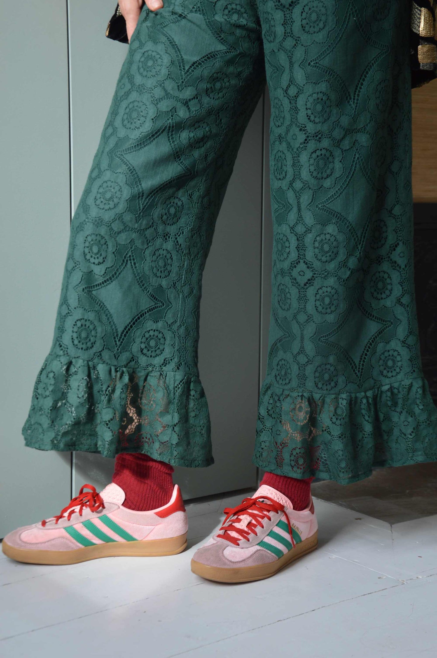 Pantalon Jeu de dentelle vert bouteille