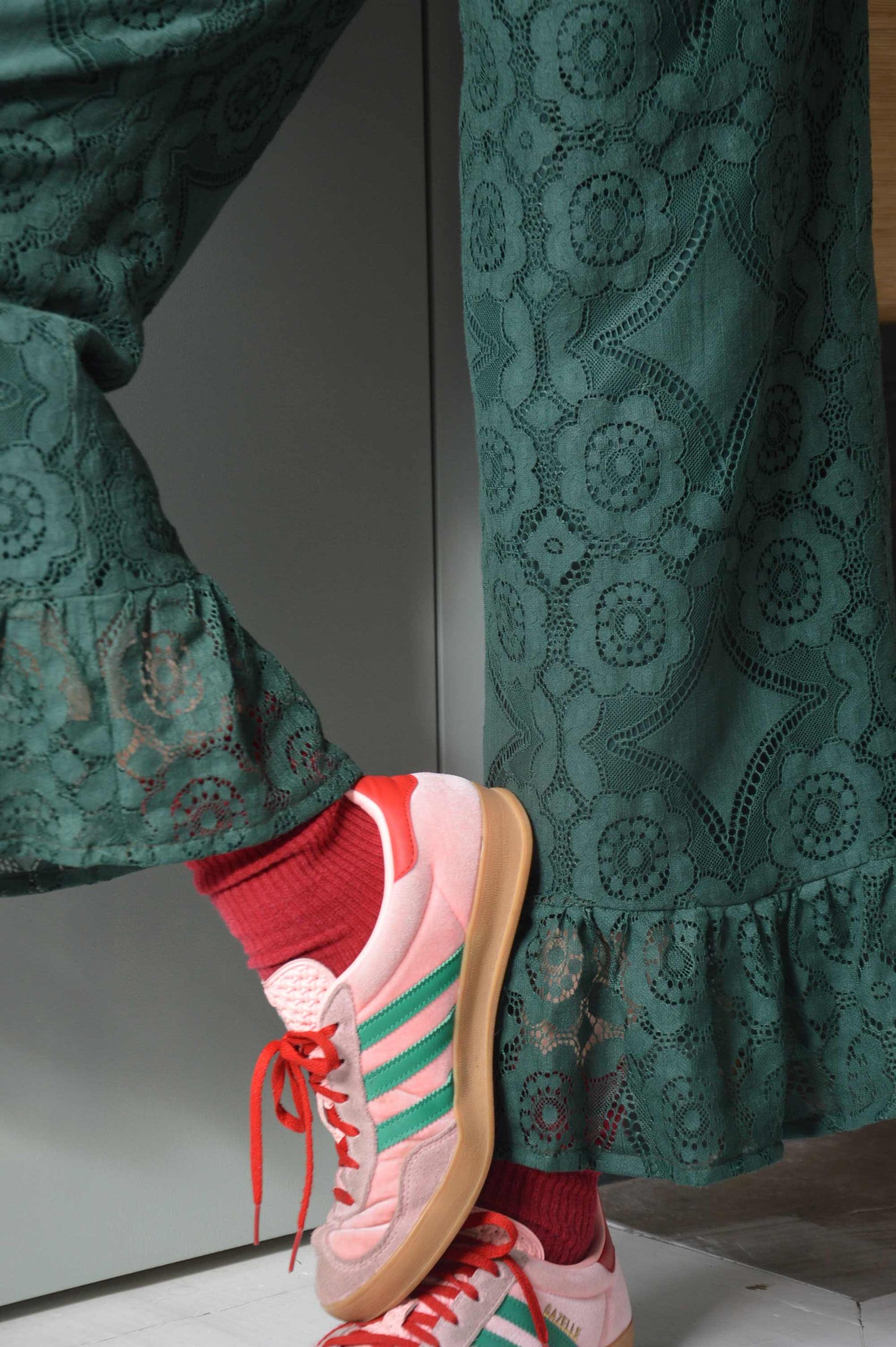 Pantalon Jeu de dentelle vert bouteille