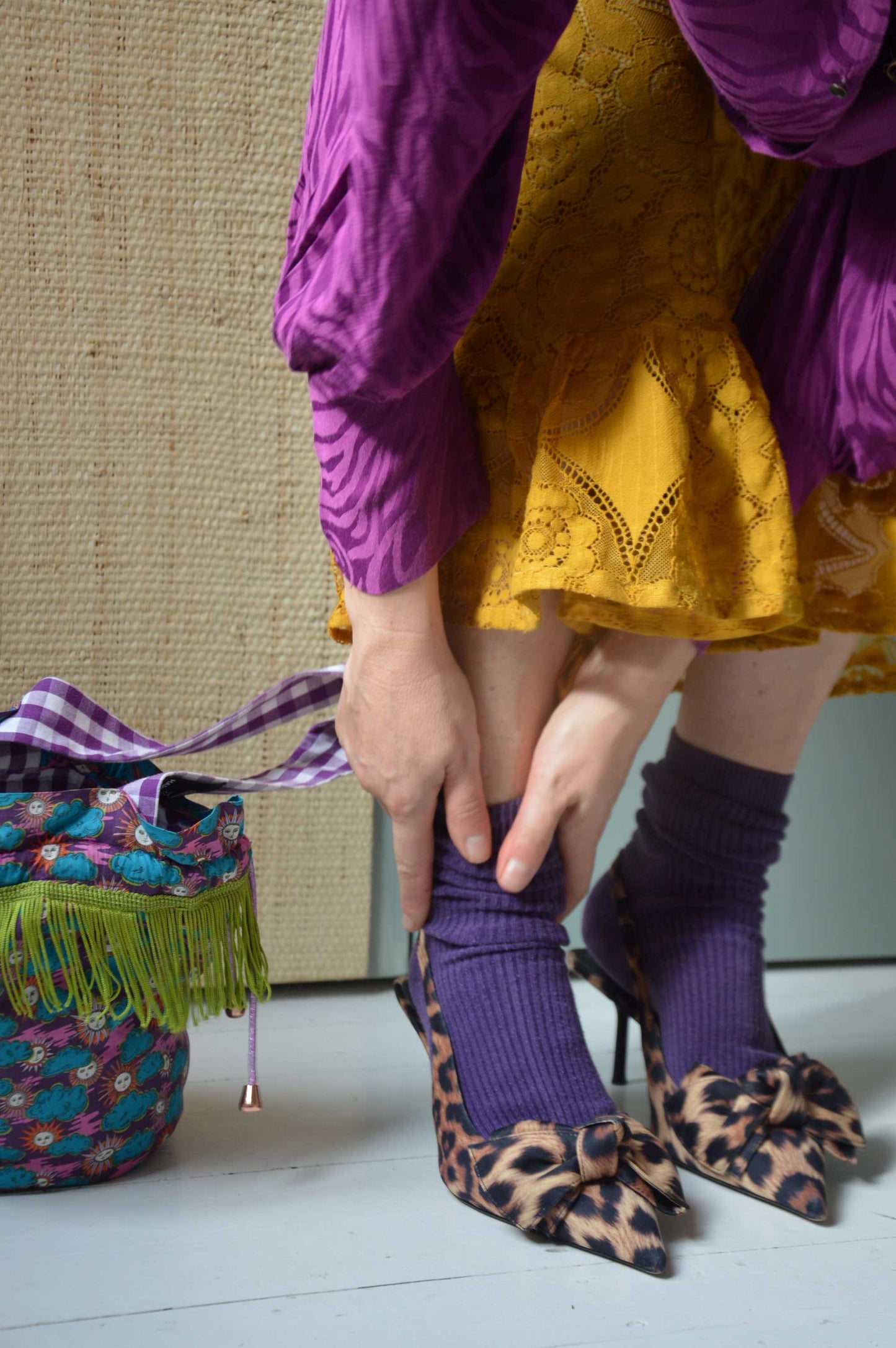 Pantalon Jeu de dentelle moutarde