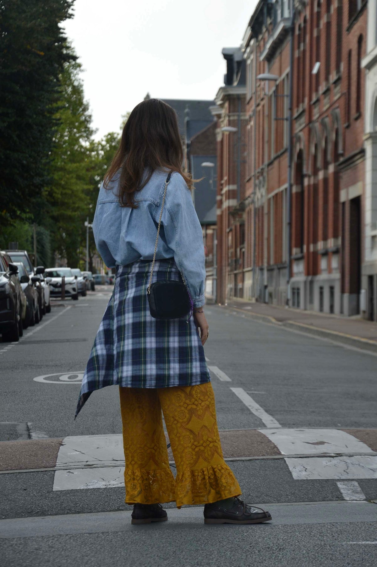 Pantalon Jeu de dentelle moutarde