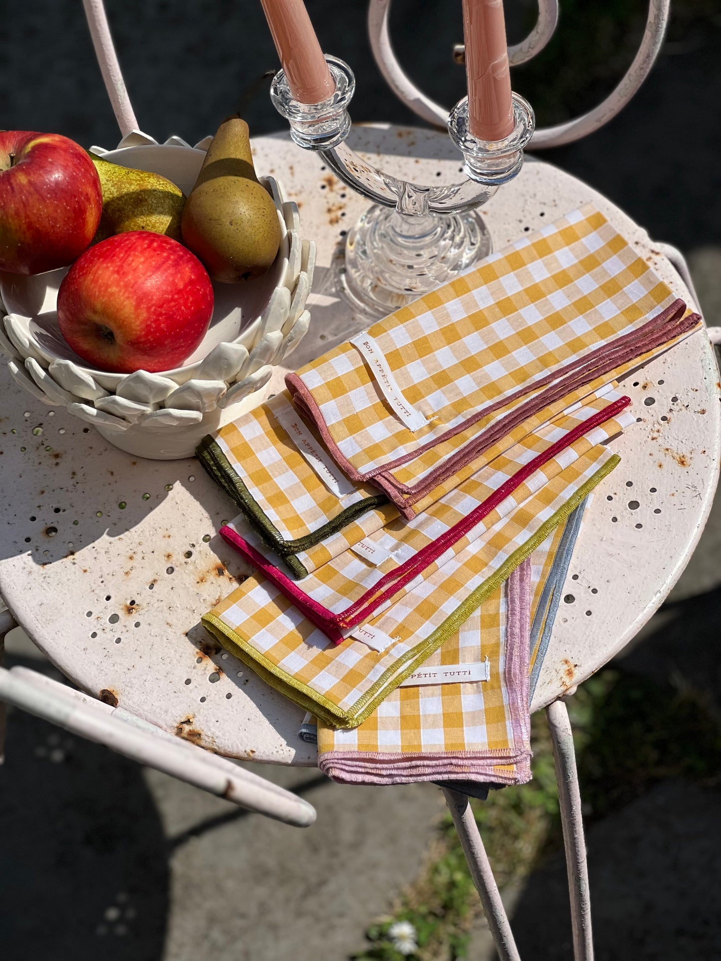 Serviettes de table vichy Moutarde