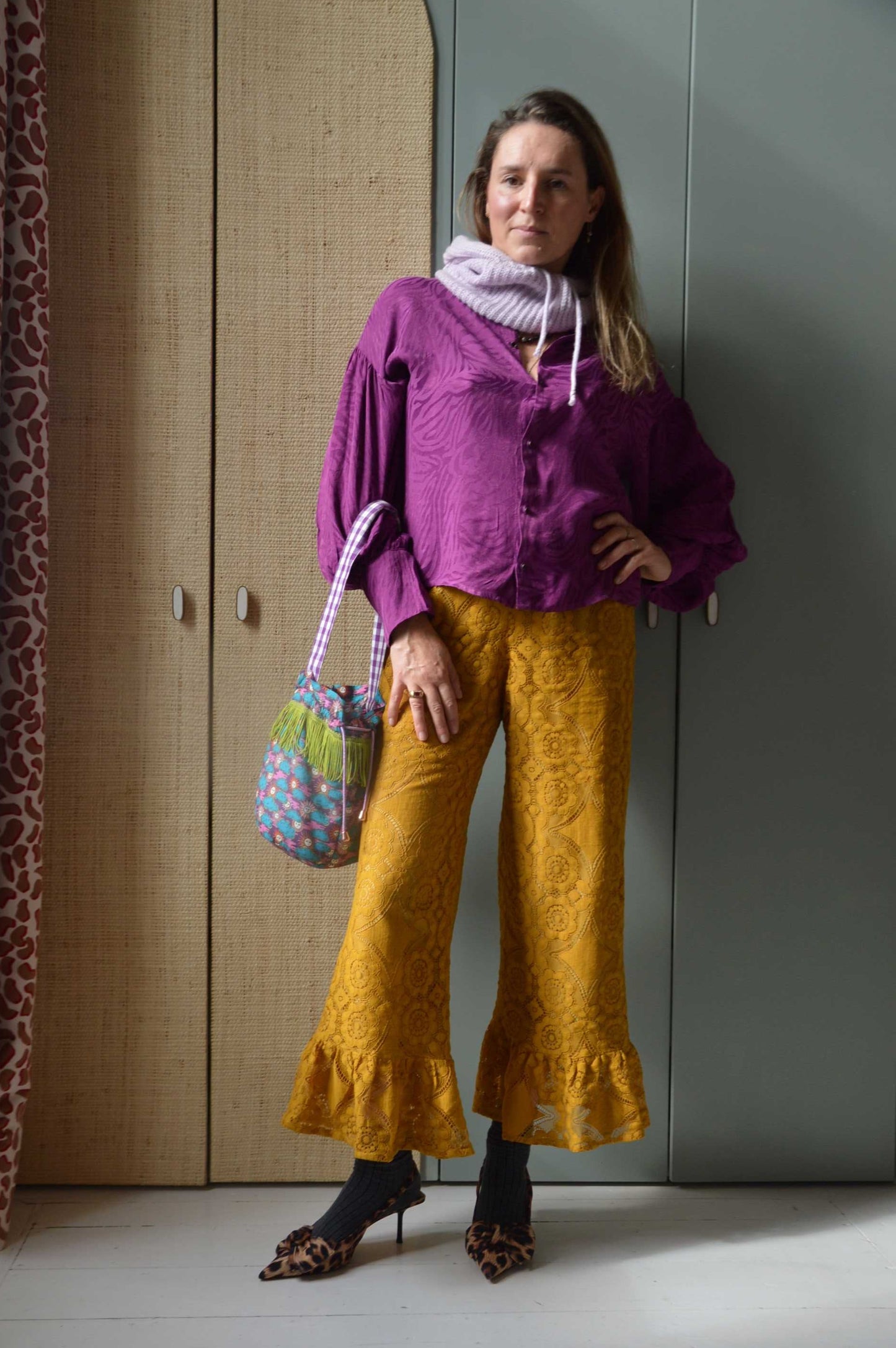 Pantalon Jeu de dentelle moutarde