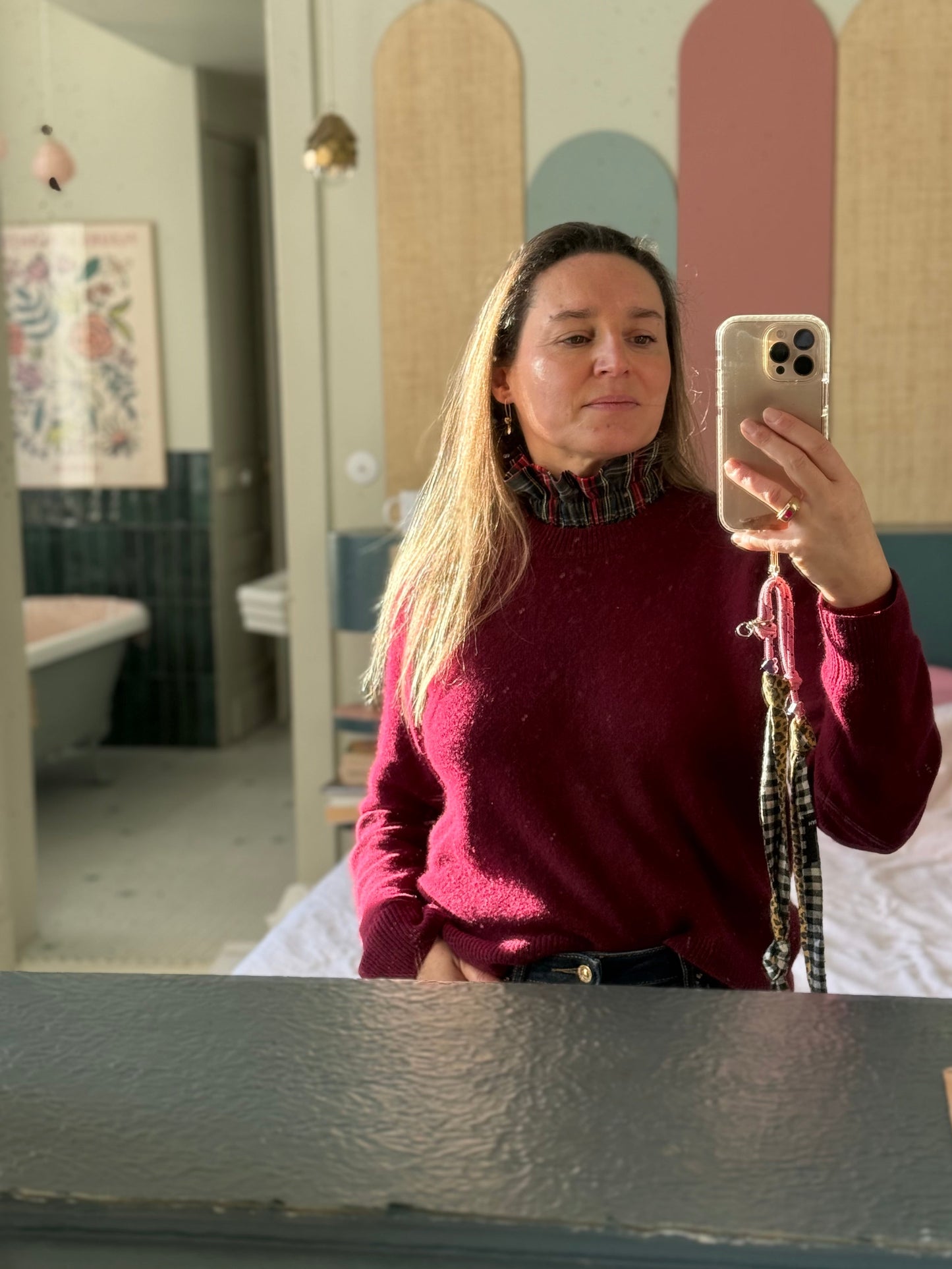 Col Tartan rouge et gris