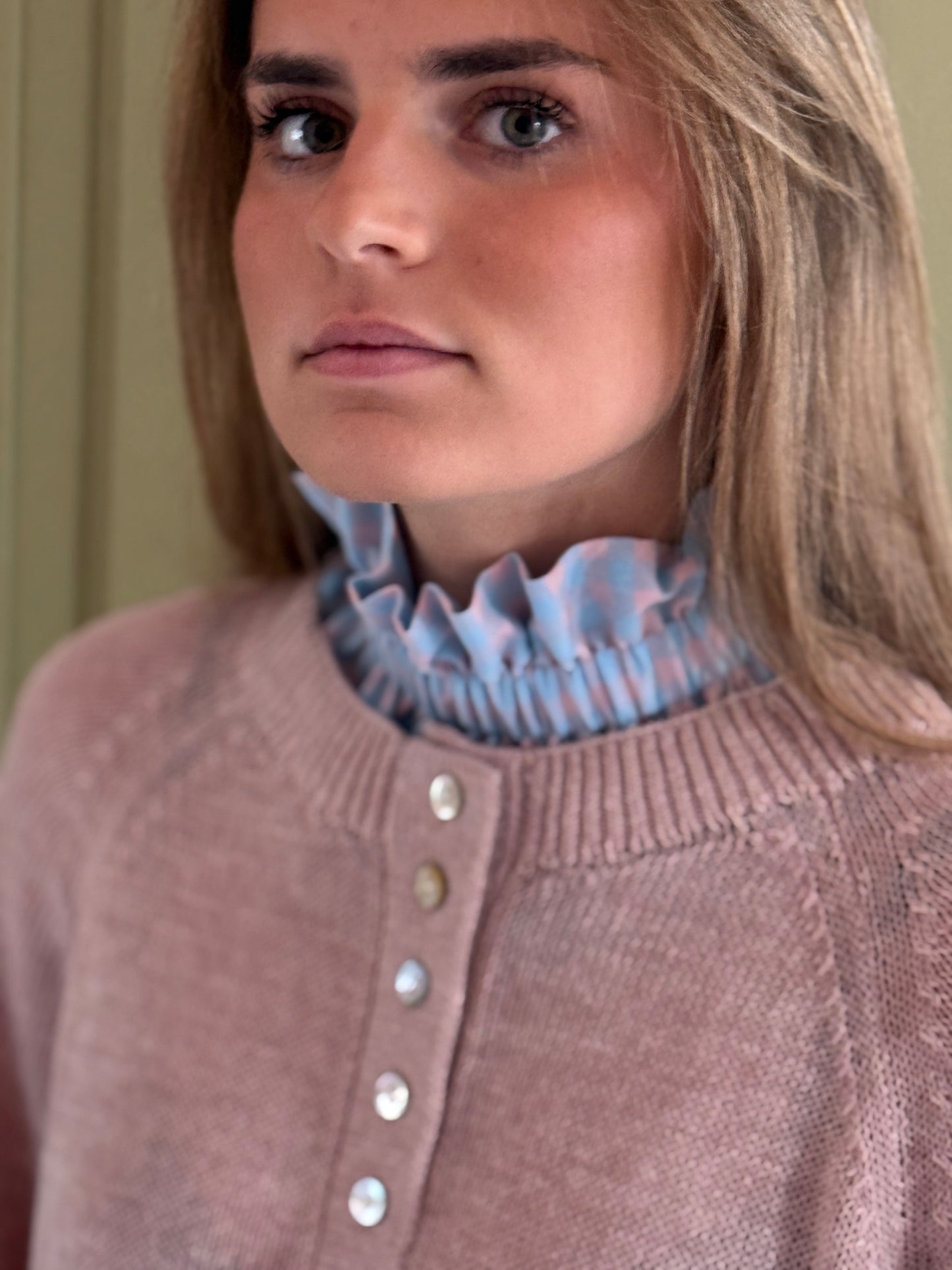 Col vichy Sorbet Bleu glacier et Rose