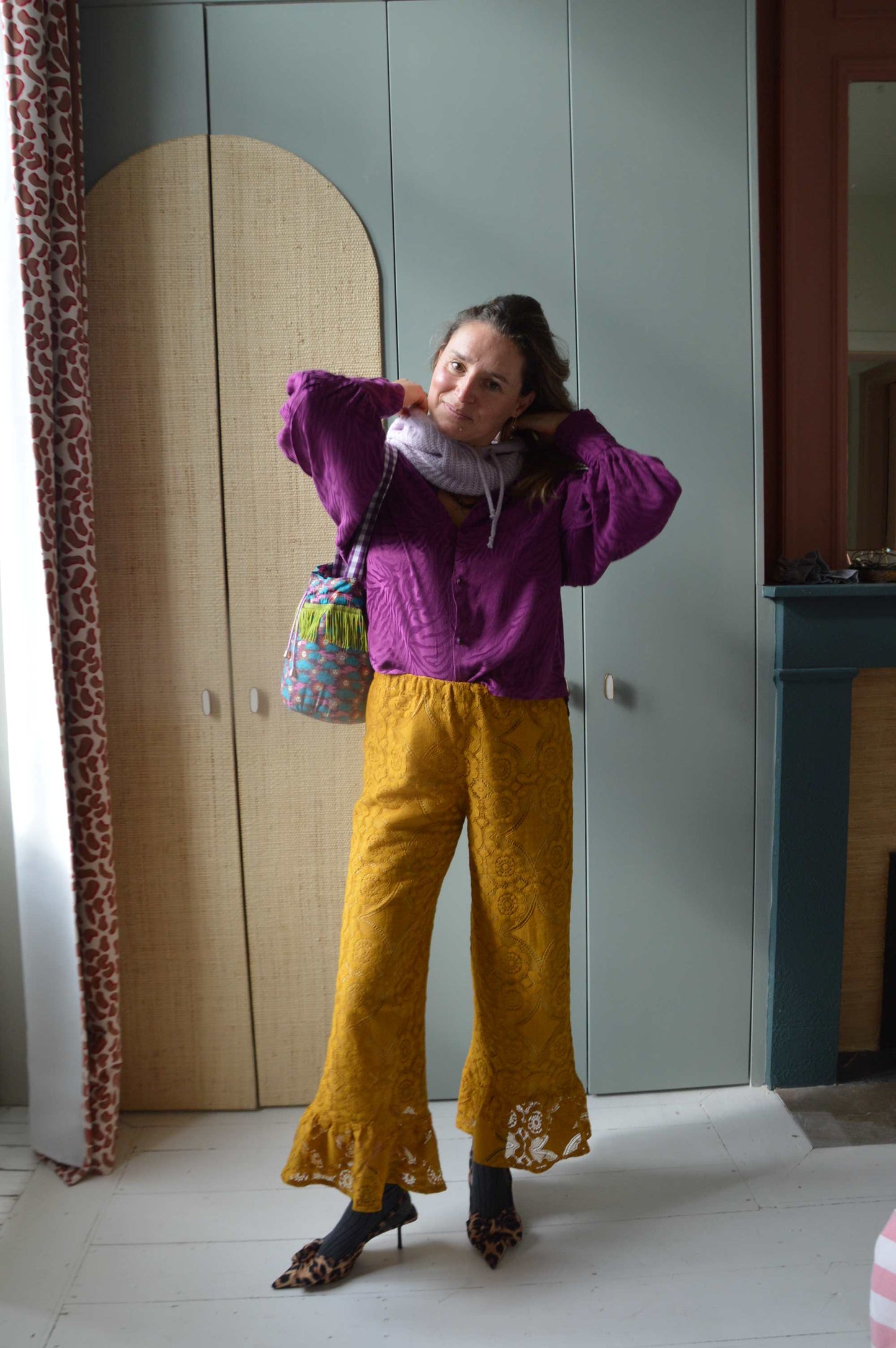 Pantalon Jeu de dentelle moutarde