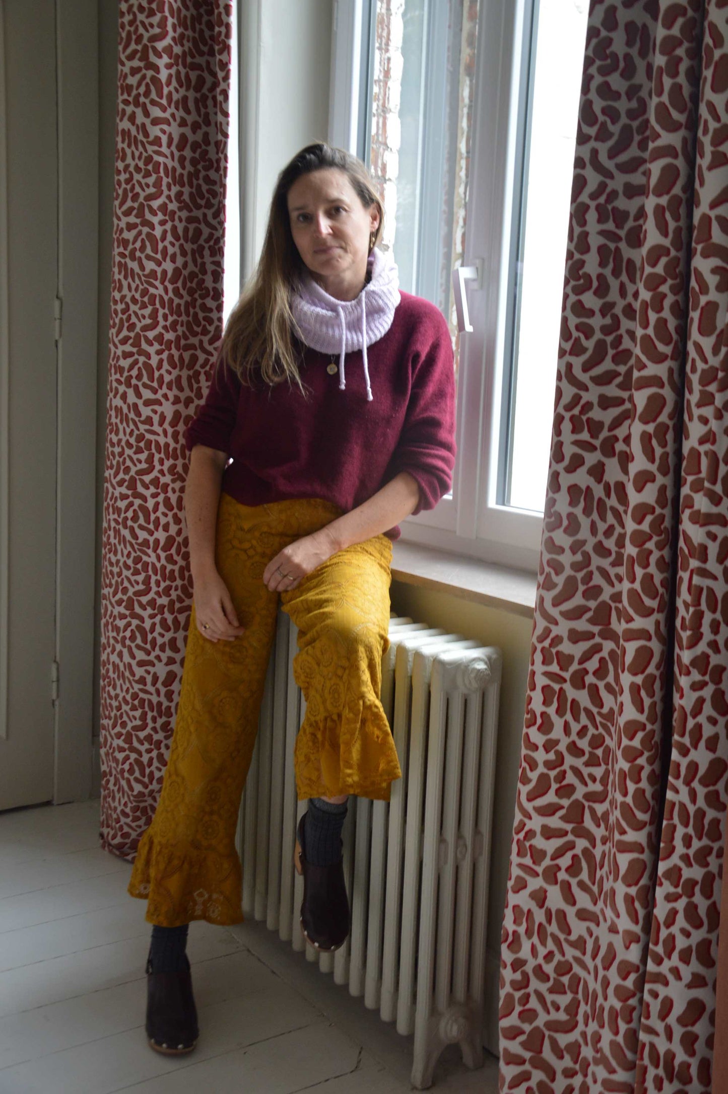 Pantalon Jeu de dentelle moutarde